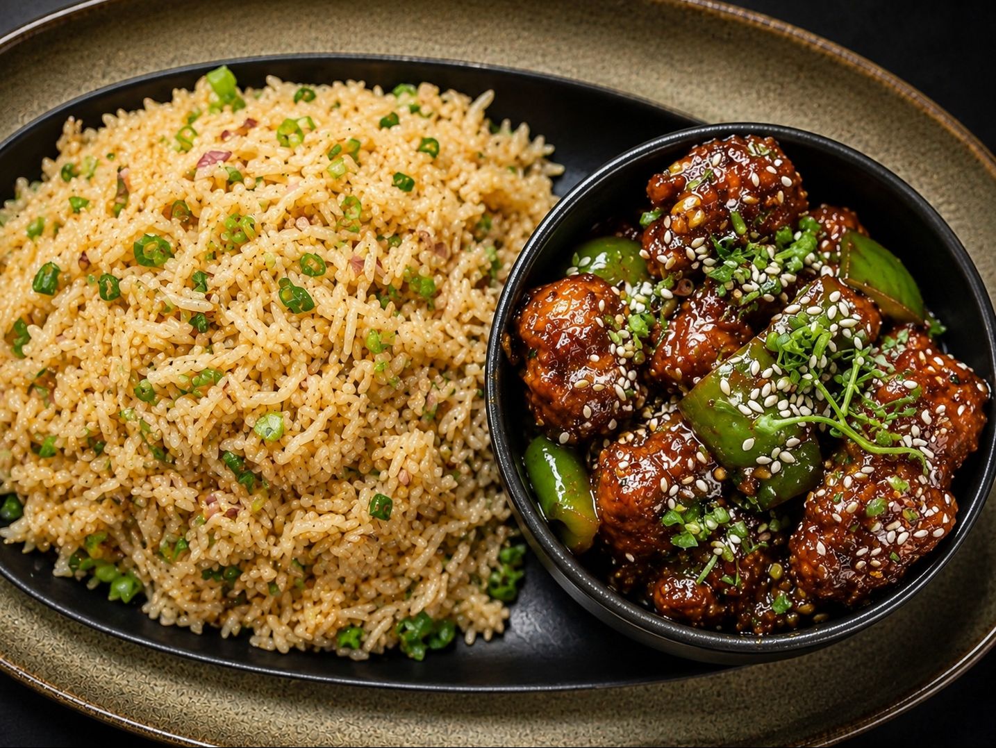 Chilli Chicken & Fried Rice.