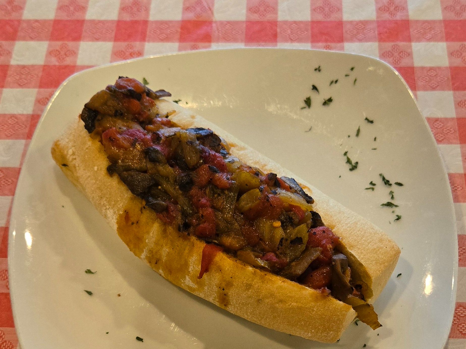 Italian Sausage/Roasted Pepper Sauce Sandwich