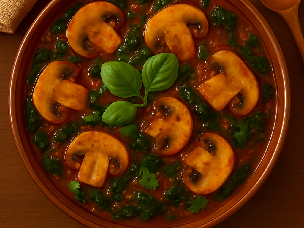 Mushroom Palak (V, NF, GF).