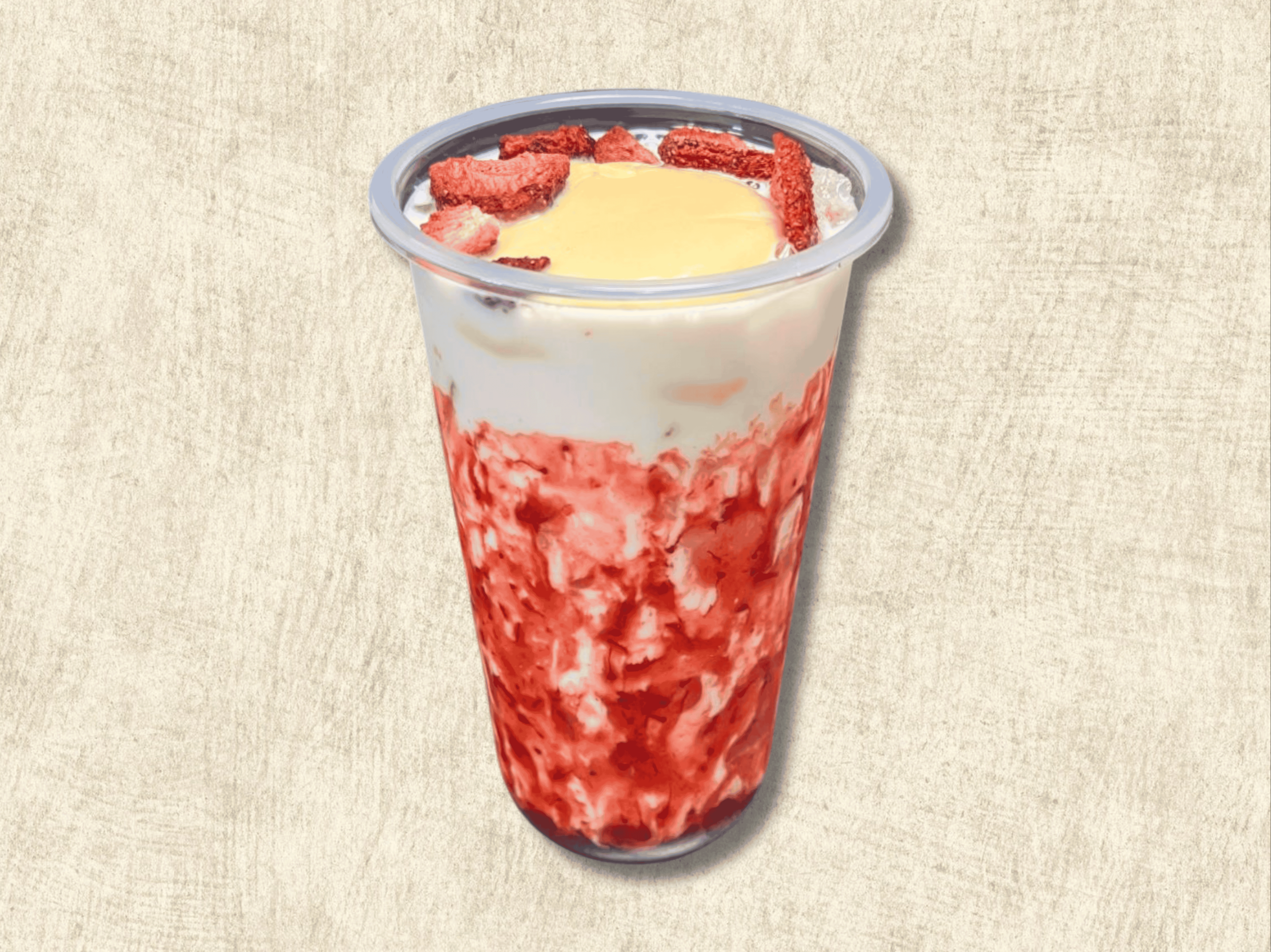 Strawberry Milk with Flan.