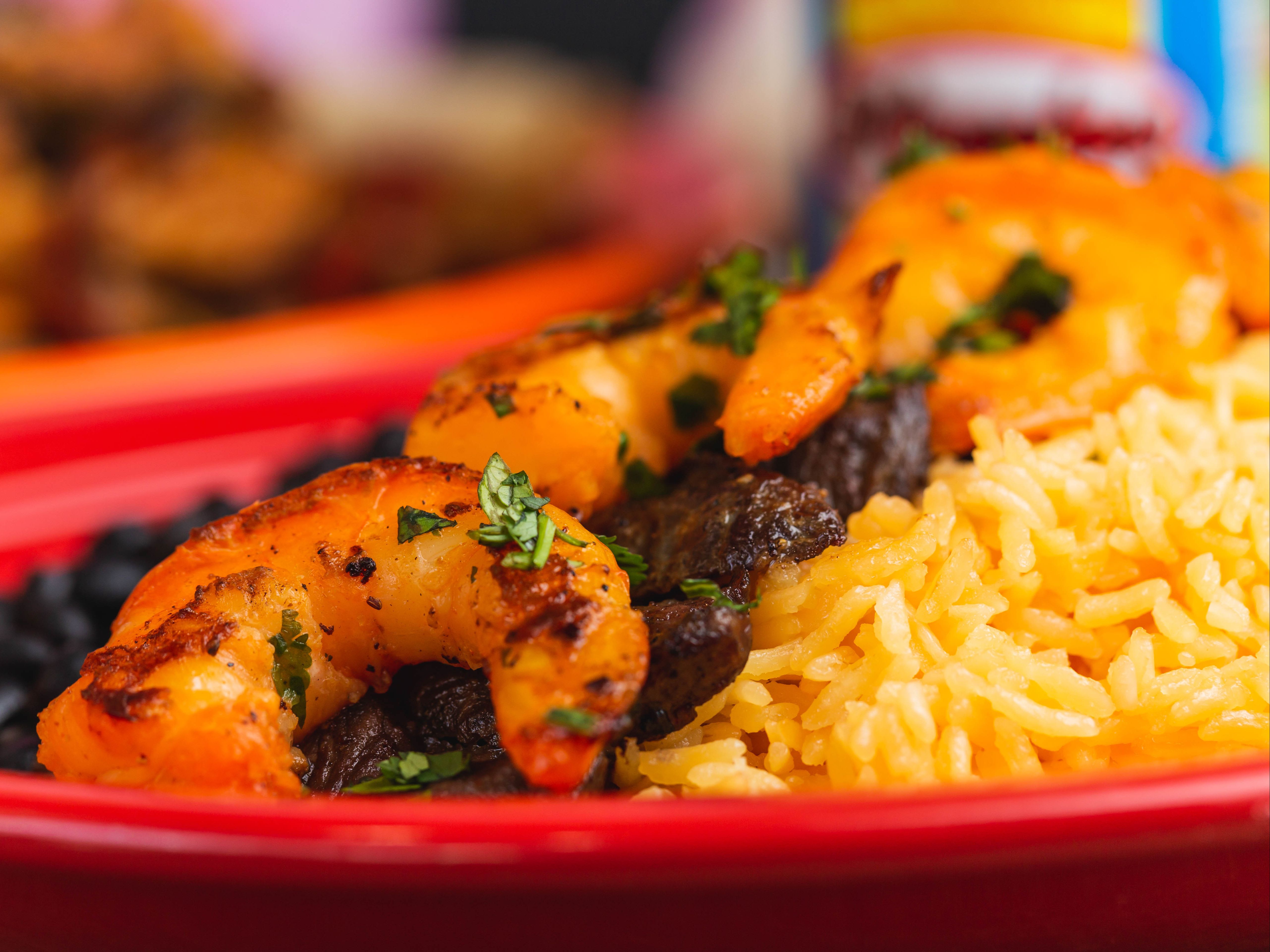 Shrimp A La Plancha Fajita Bowl.