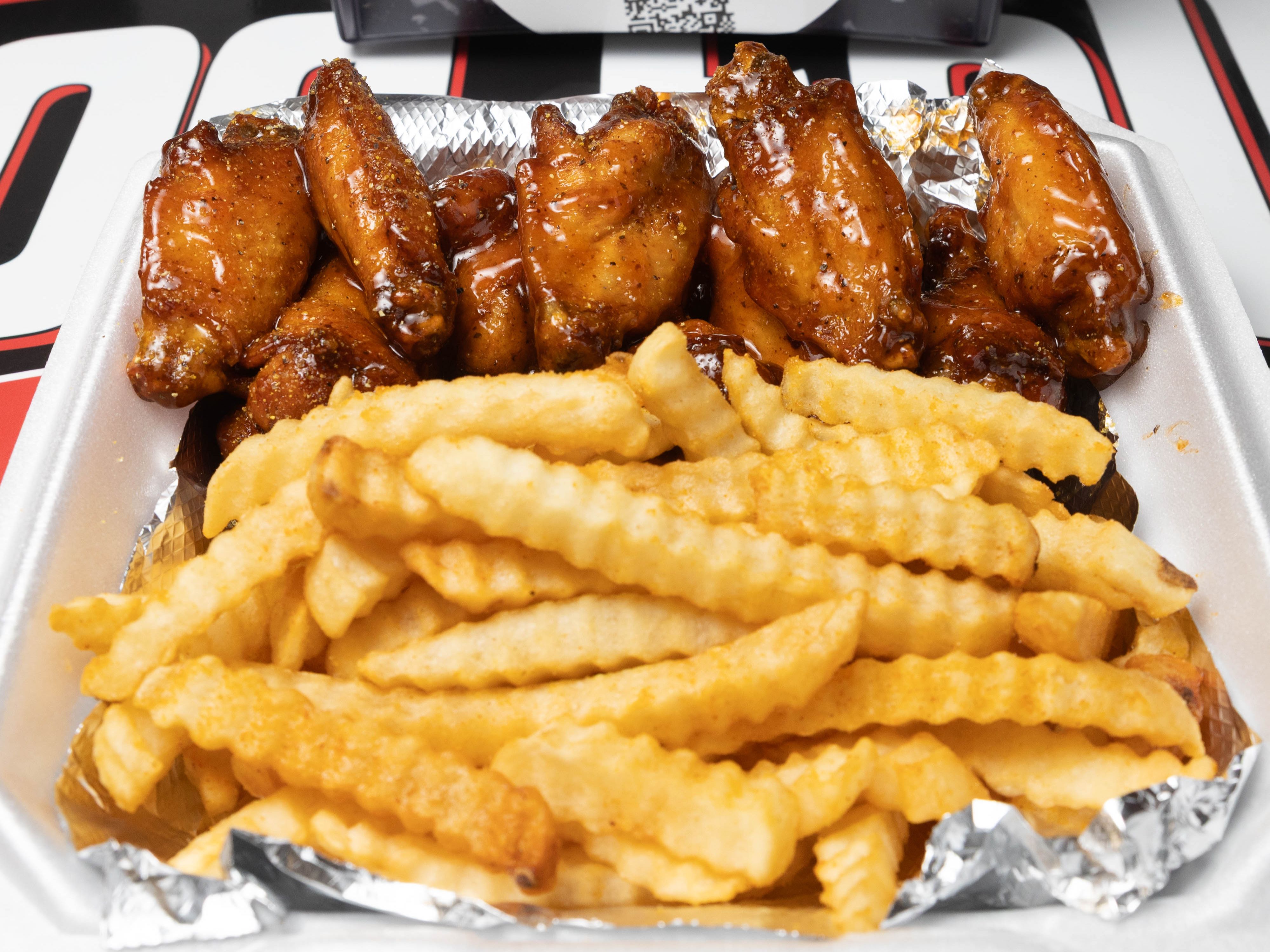 6pc Wings, Fries and Drink.