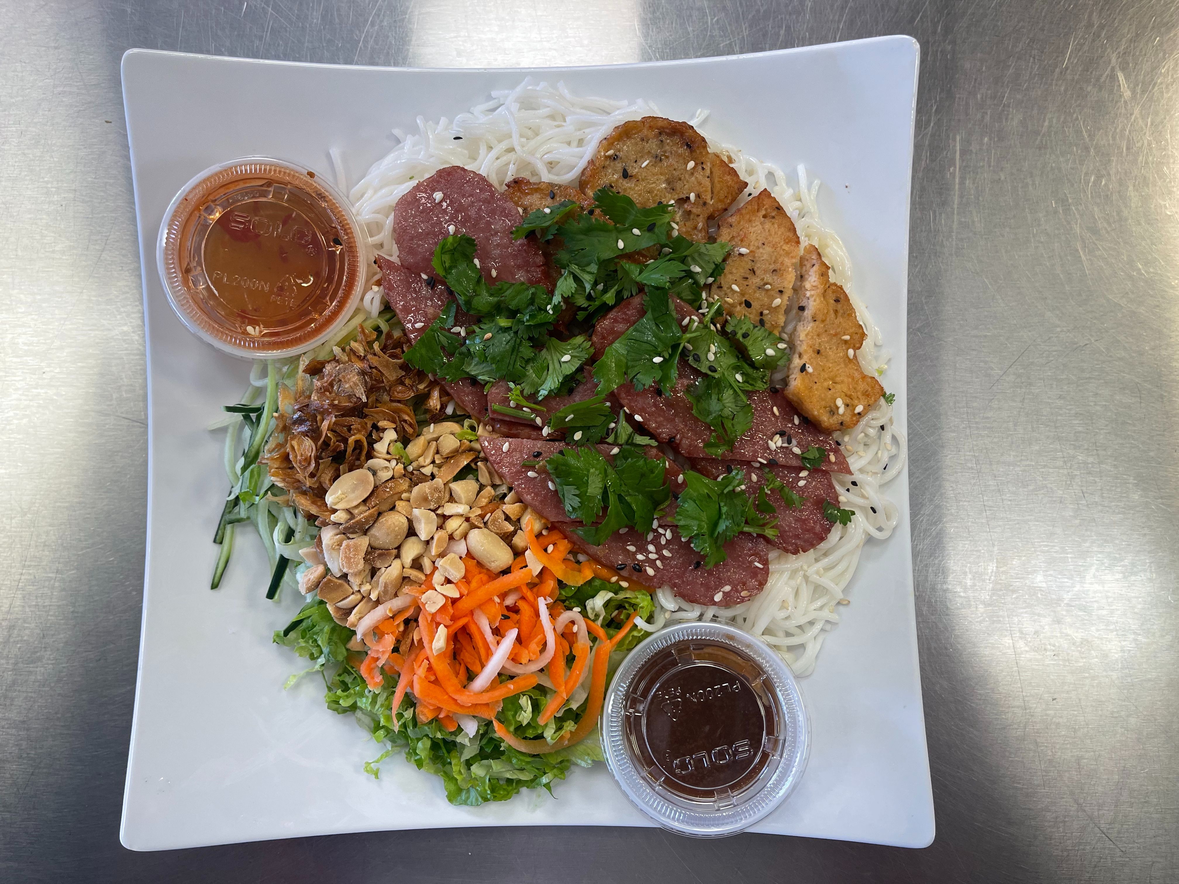 V12. Vietnamese Sausage Pork & Sugar Cane Shrimp.