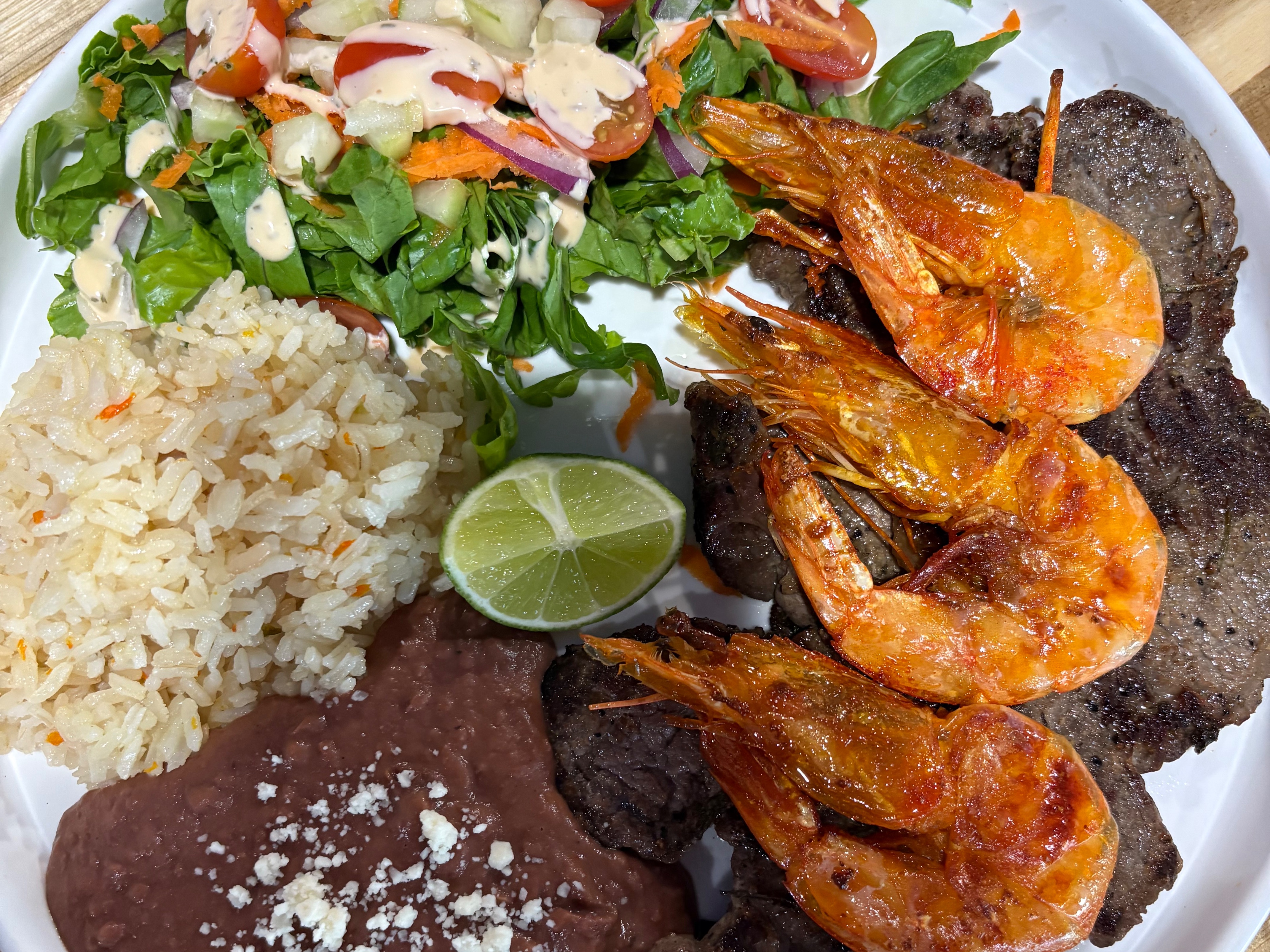 Carne Asada Steak & Shrimp Plate