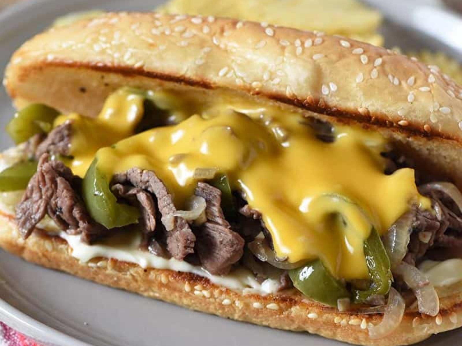 All american Cheese Steak Sandwich.