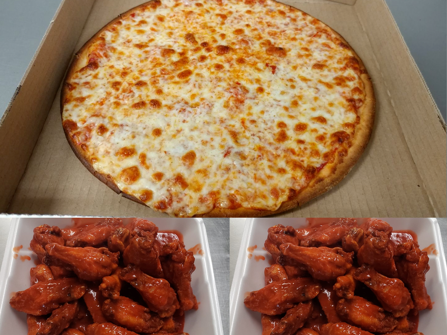 Large Cheese Pizza & 24 Wings