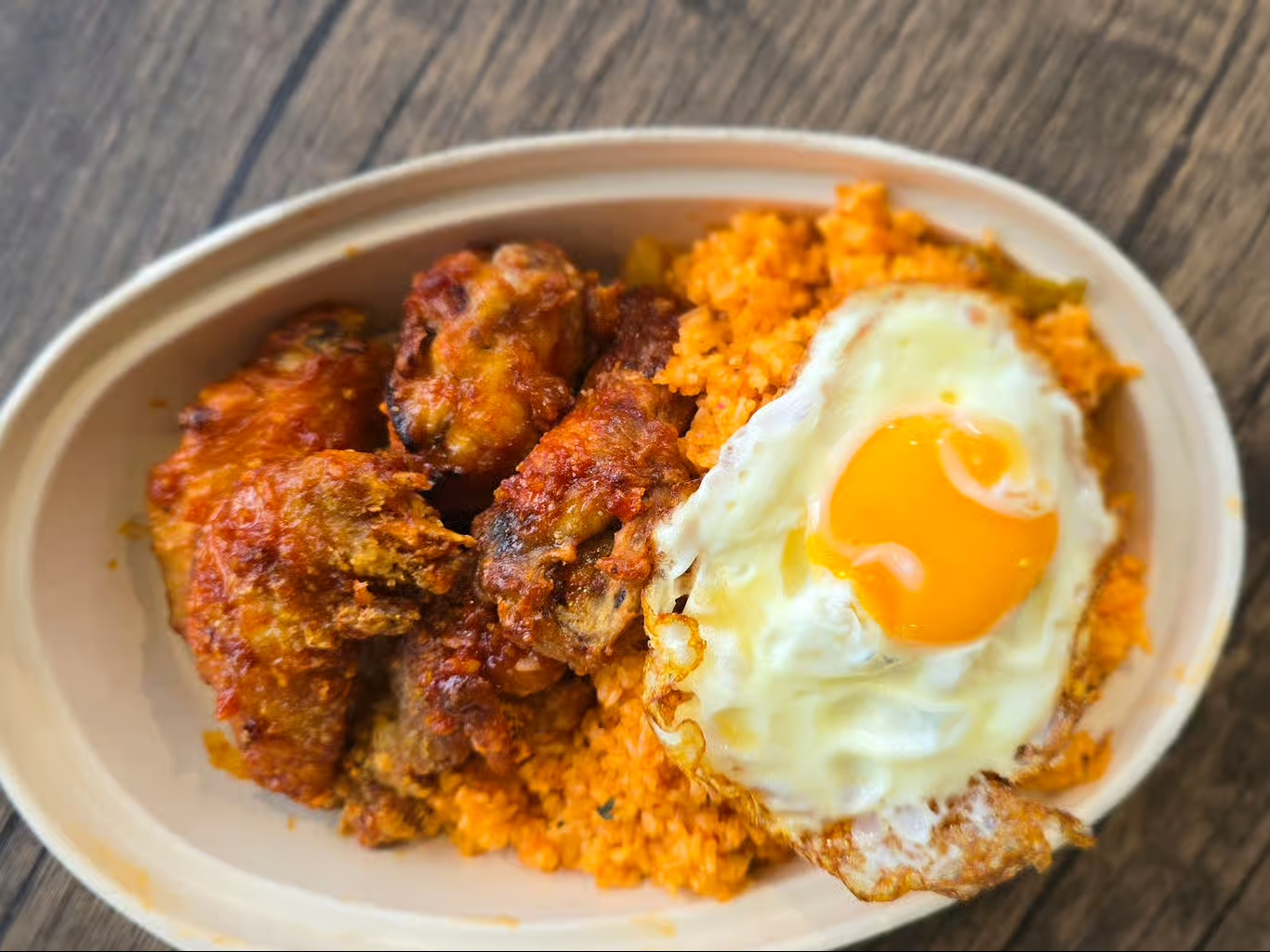 6 Pcs Chicken Wings with Kimchi Fried Rice.