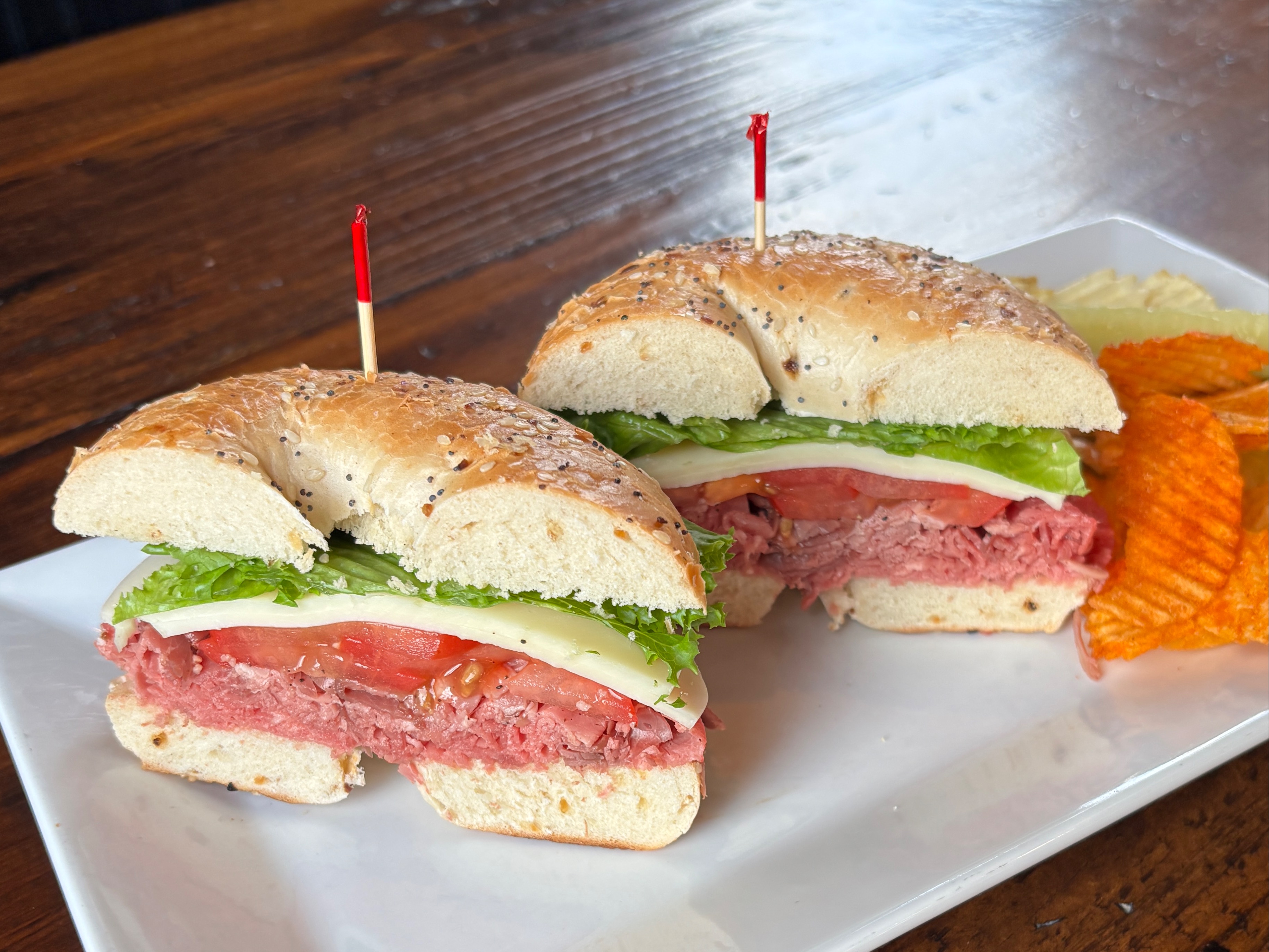 Roast Beef Bagel Sandwich.