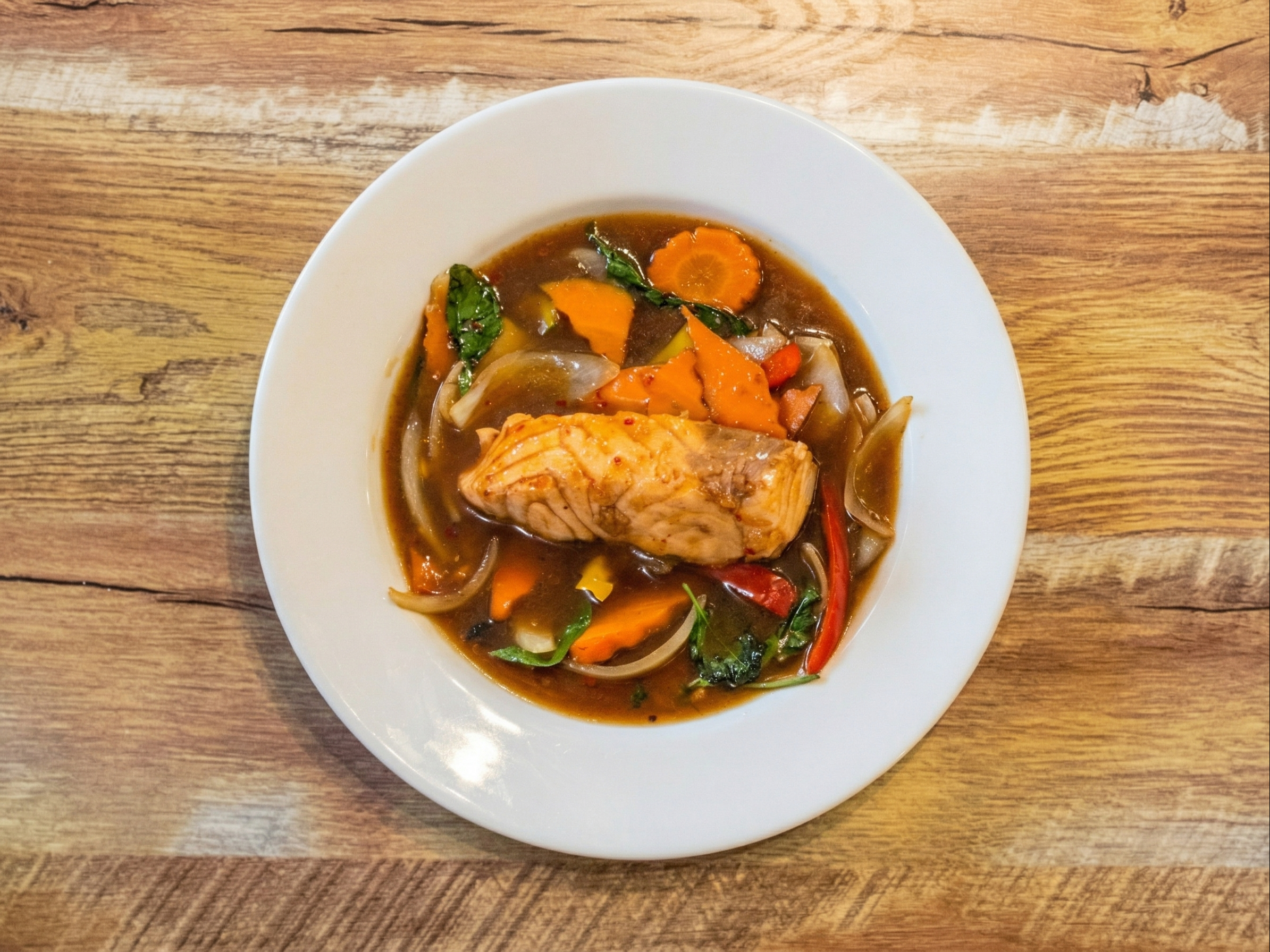 Salmon Basil Stir Fry.