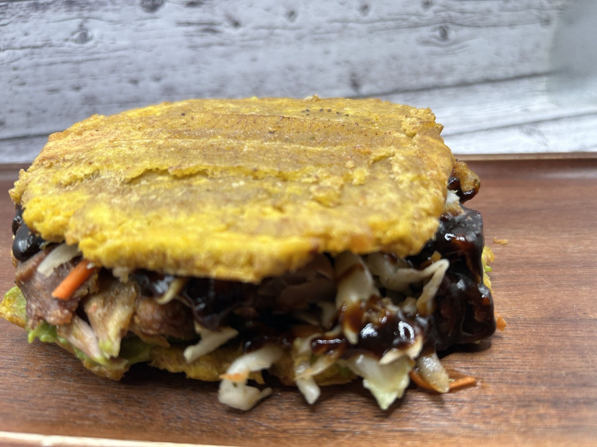 HONEY BBQ CHICKEN PLANTAIN SANDWICH