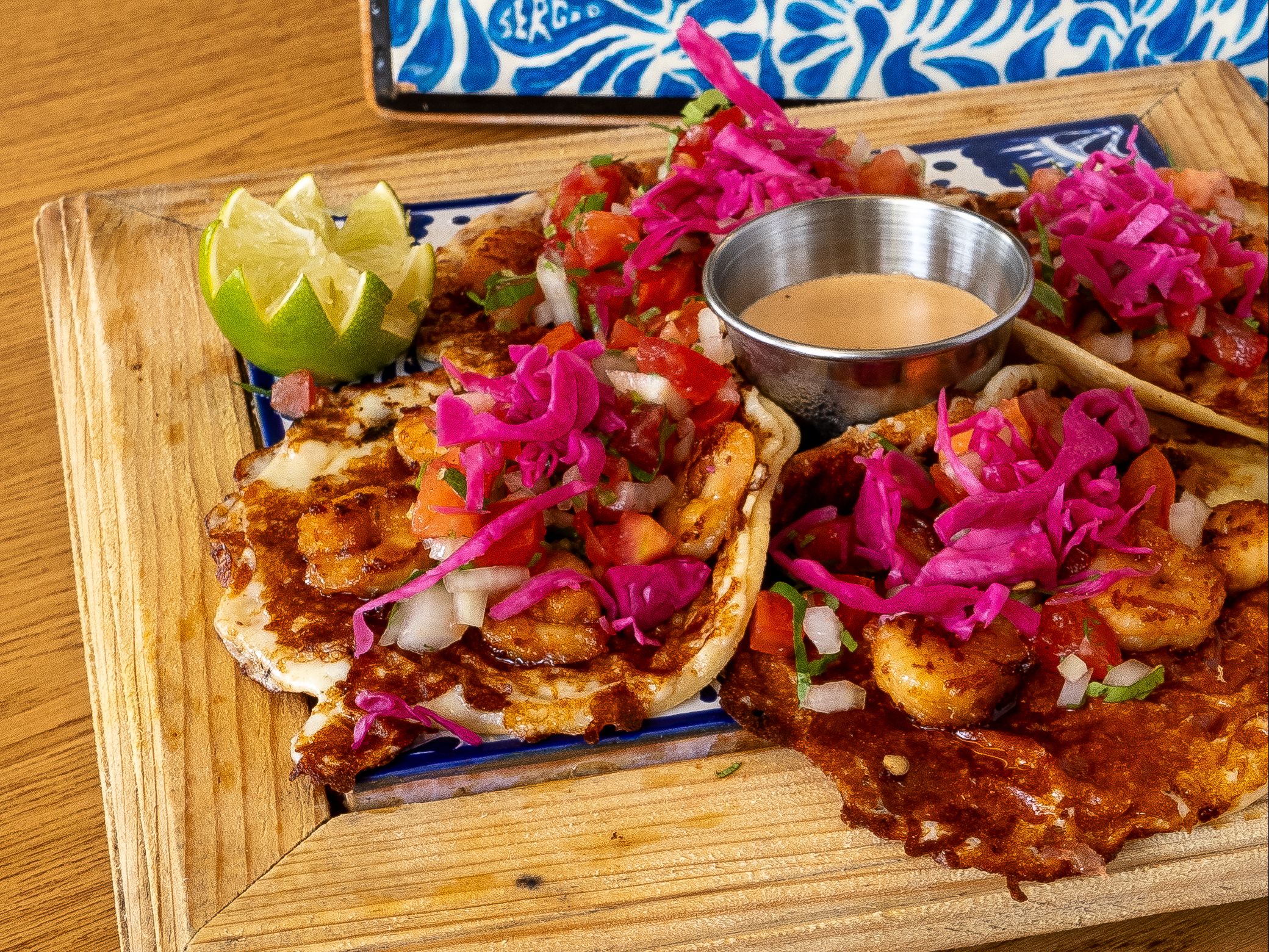 Shrimp (Camarón) Tajin Tacos.