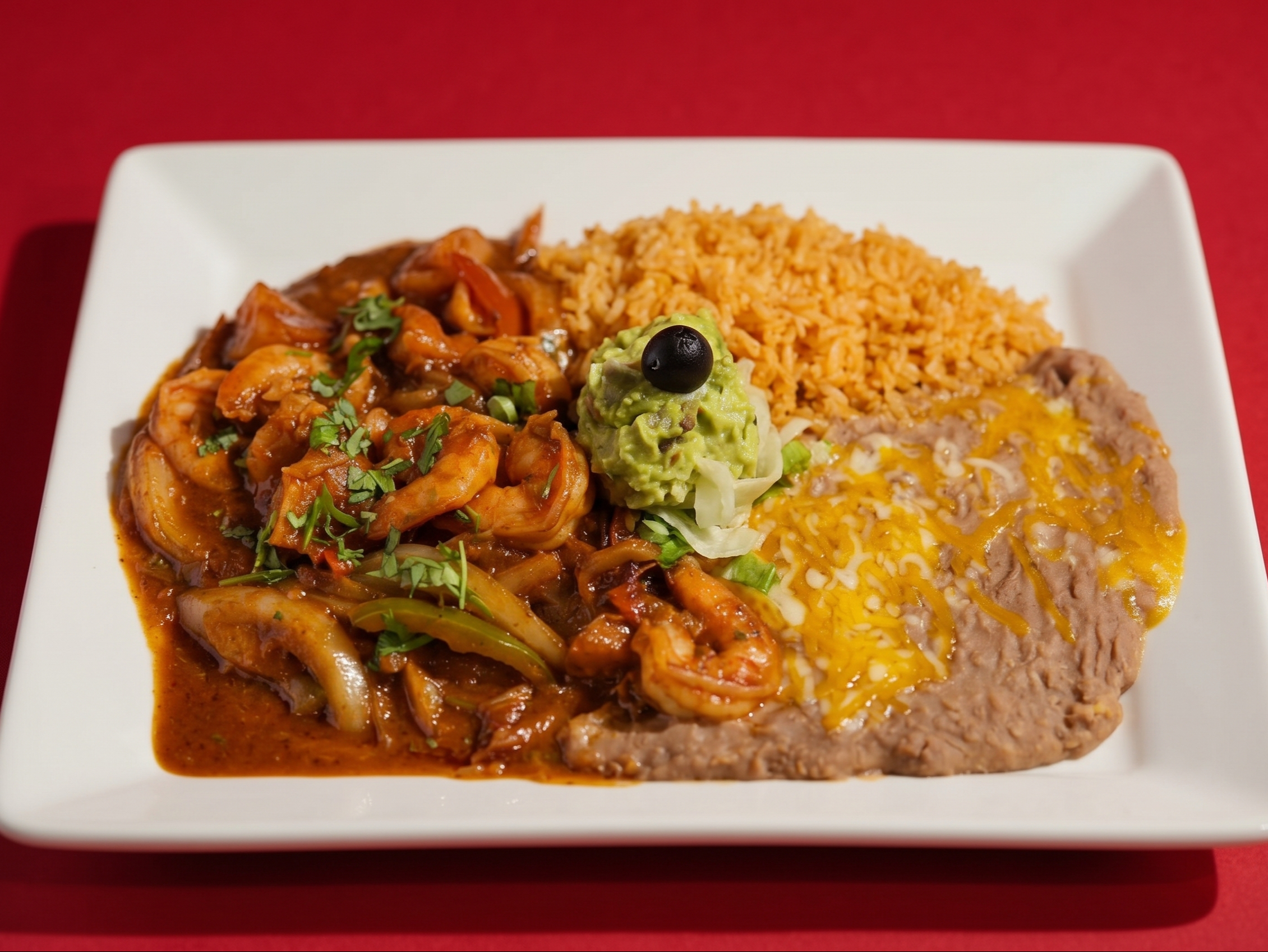 Diablo Shrimp Dinner Plate Spicy.