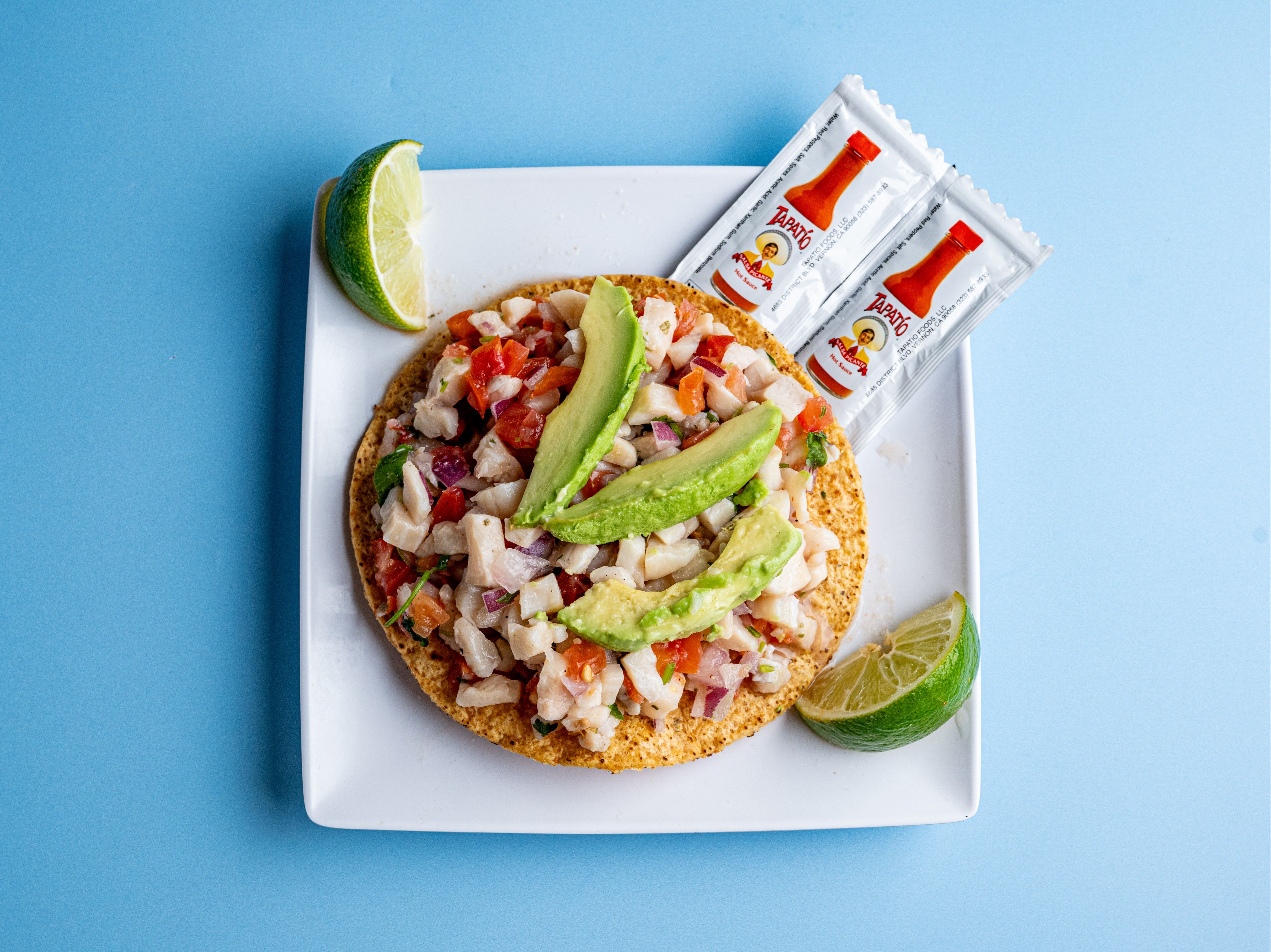 # 28  Shrimp Ceviche Tostada.