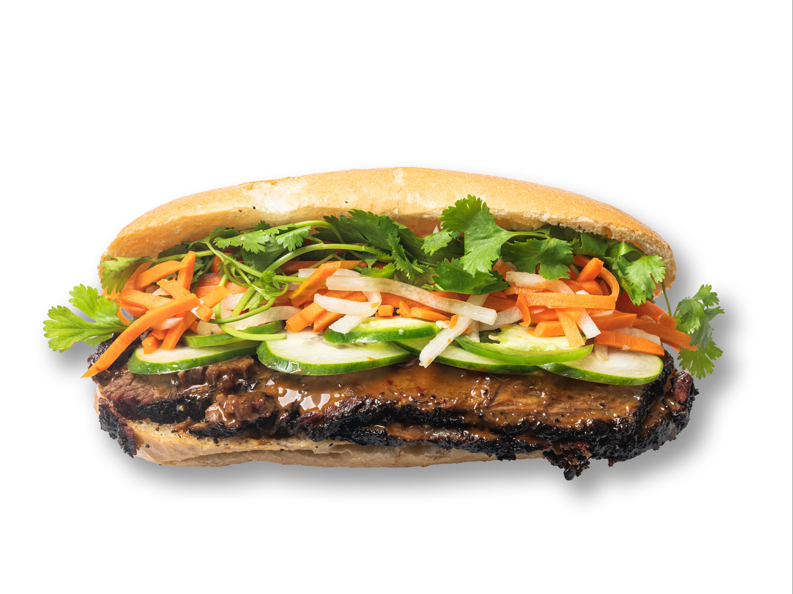 Spicy Asian BBQ Brisket Banh Mi.