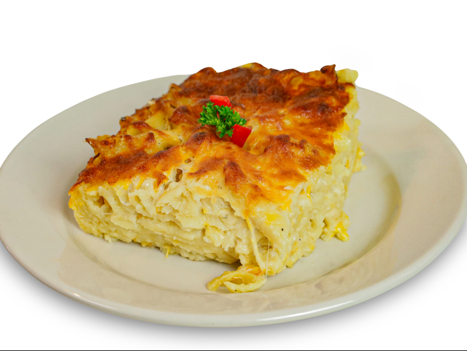 Med. Macaroni Gratine with meat.