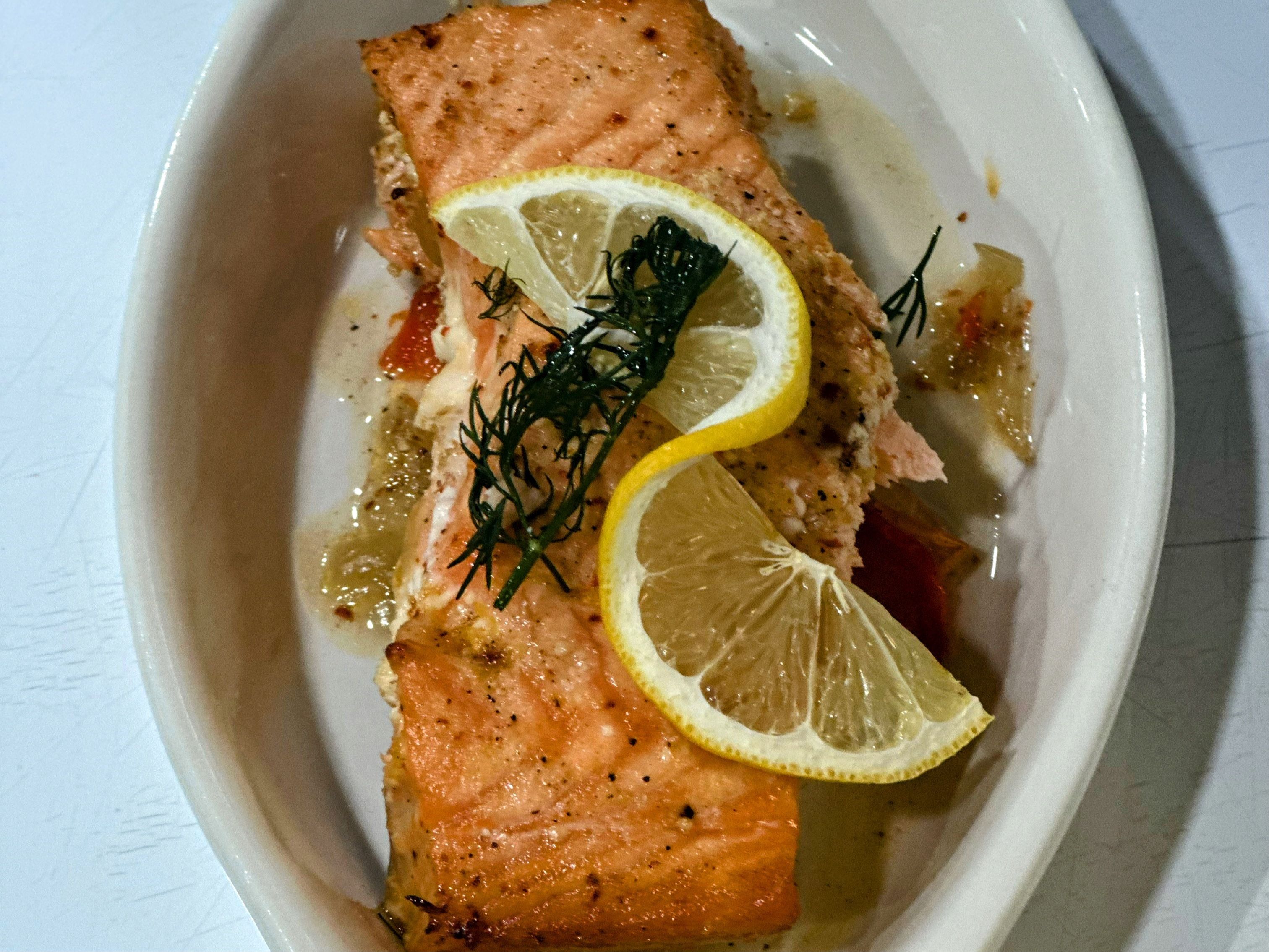BAKED SALMON PLATTER.