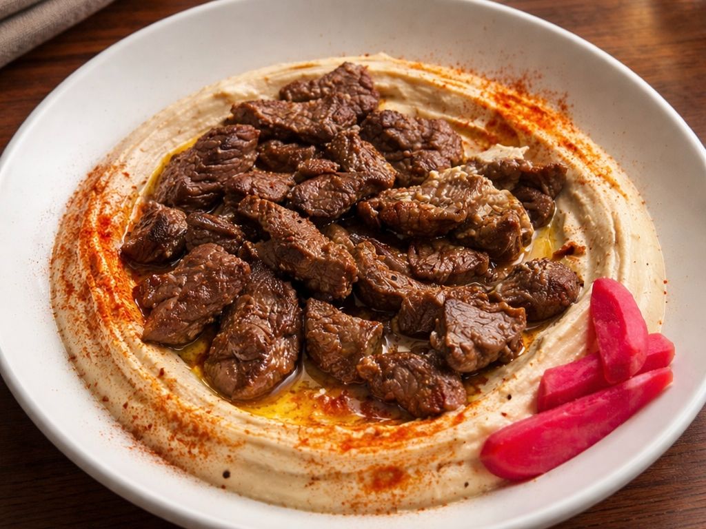 Appetizer Hummus With Beef.
