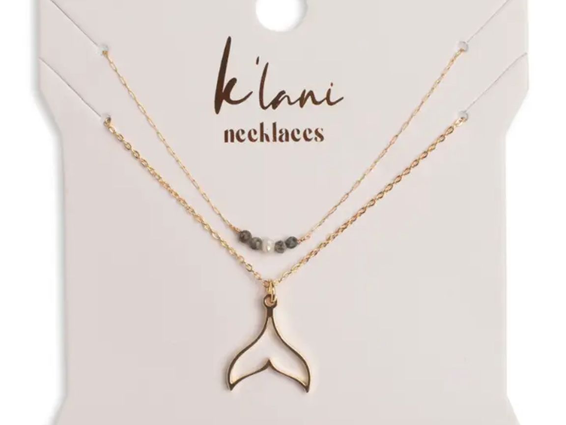 "Protect" Gold Whale Tail Necklace Set.