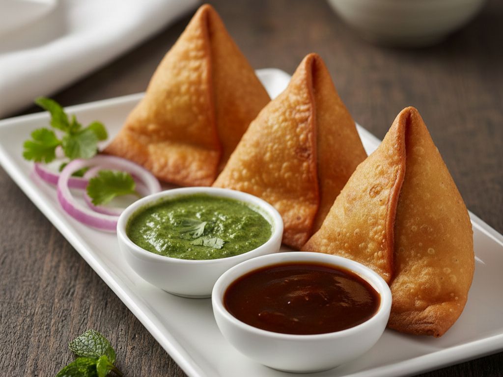 Vegetable Samosa (V, GF, NF, DF).