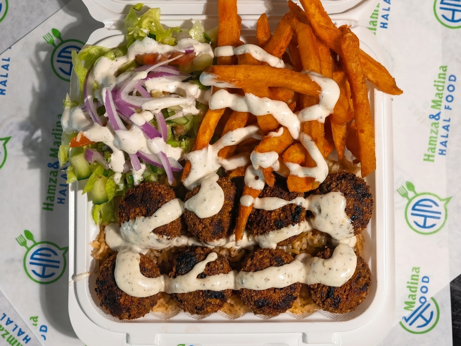 Falafel Over Rice.