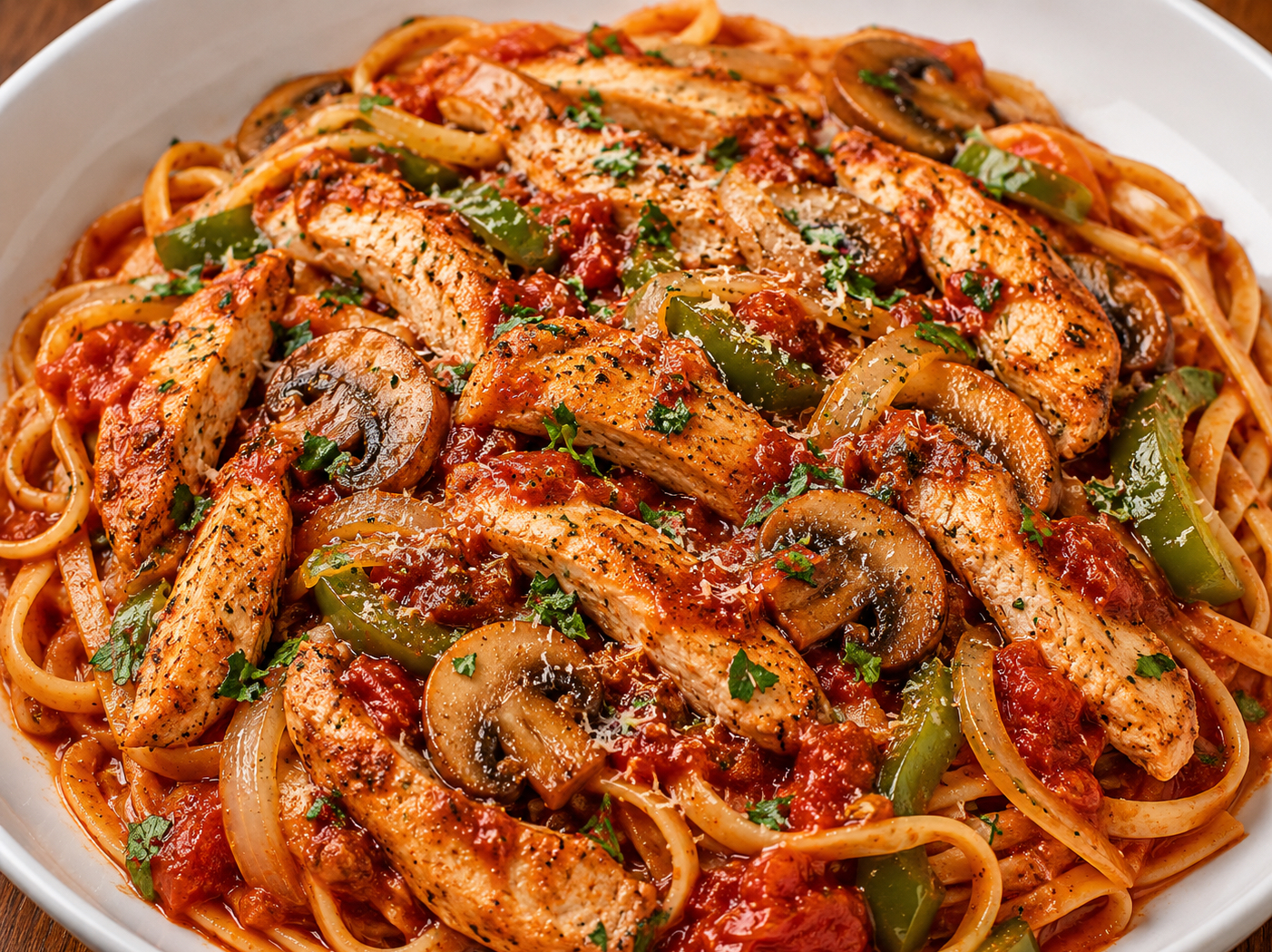 CHICKEN CACCIATORE LINGUINE.
