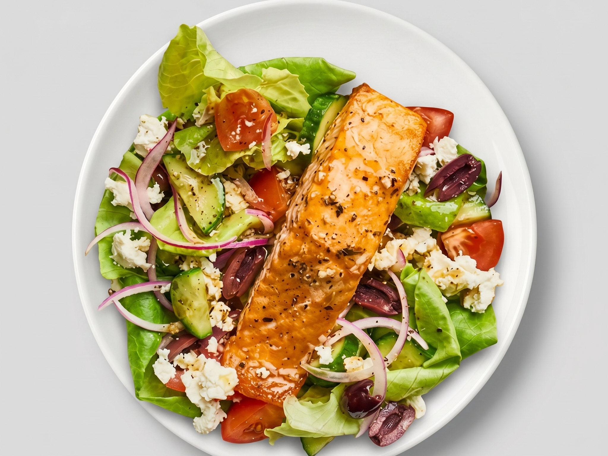 Greek Salad W/ Salmon