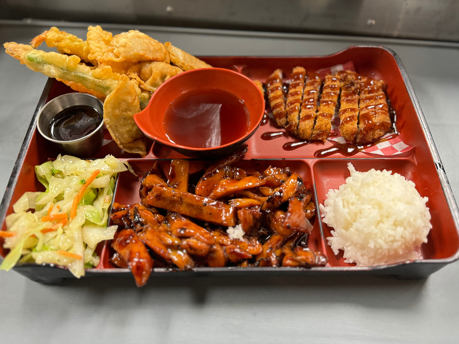 Bento Box B with Gyoza.