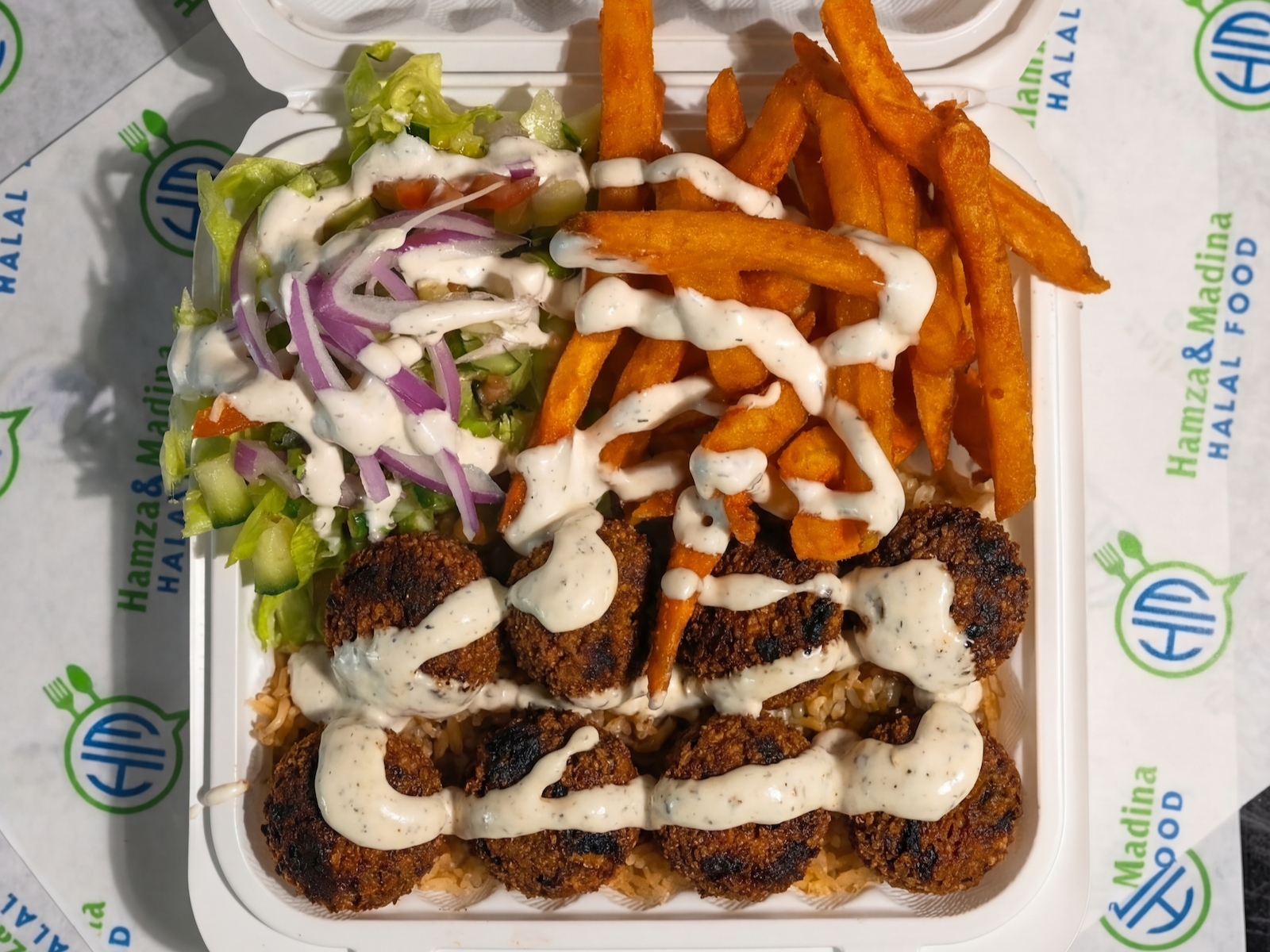 Falafel Over Rice.