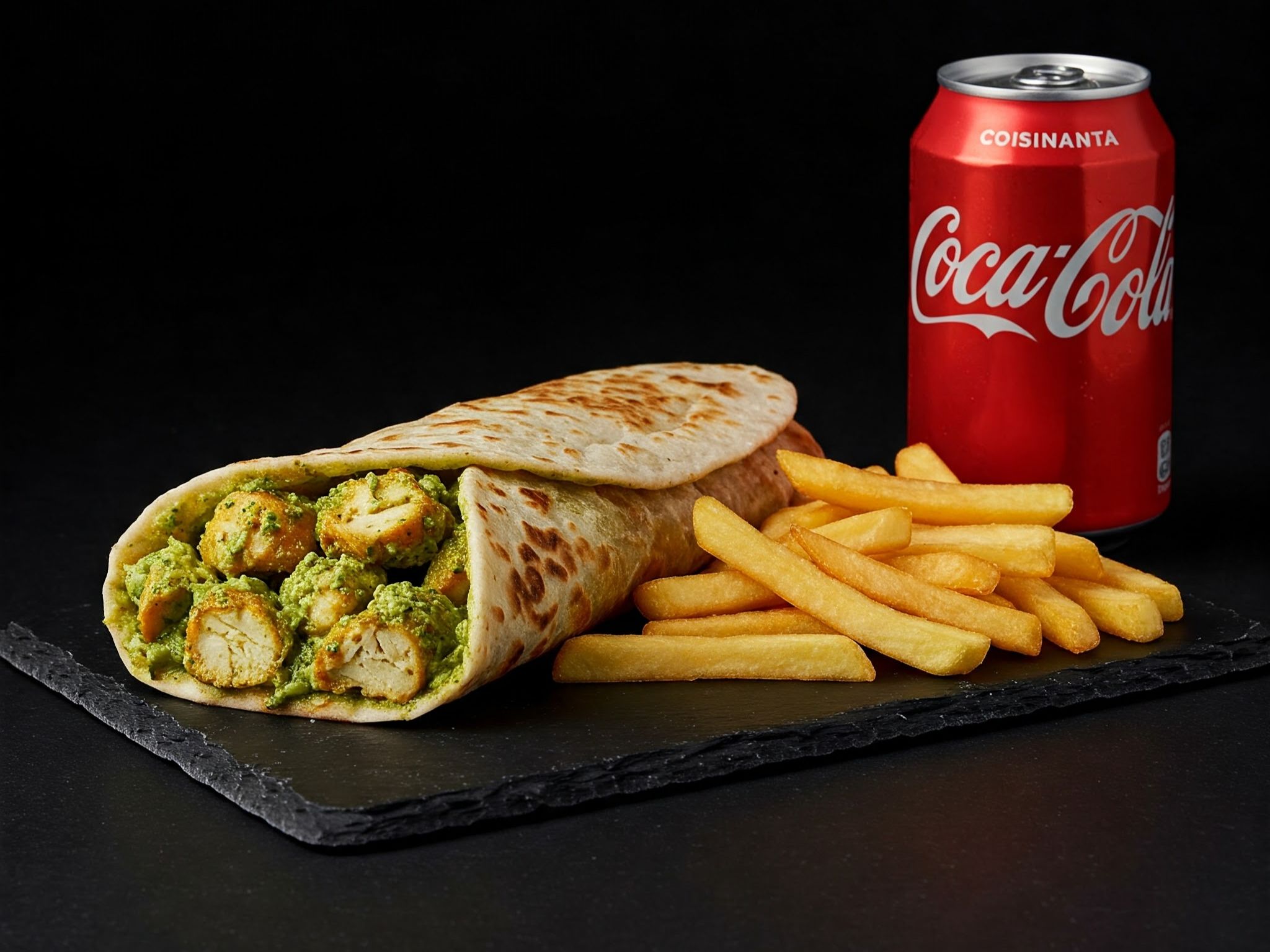 Chicken Haryali Roll Meal.