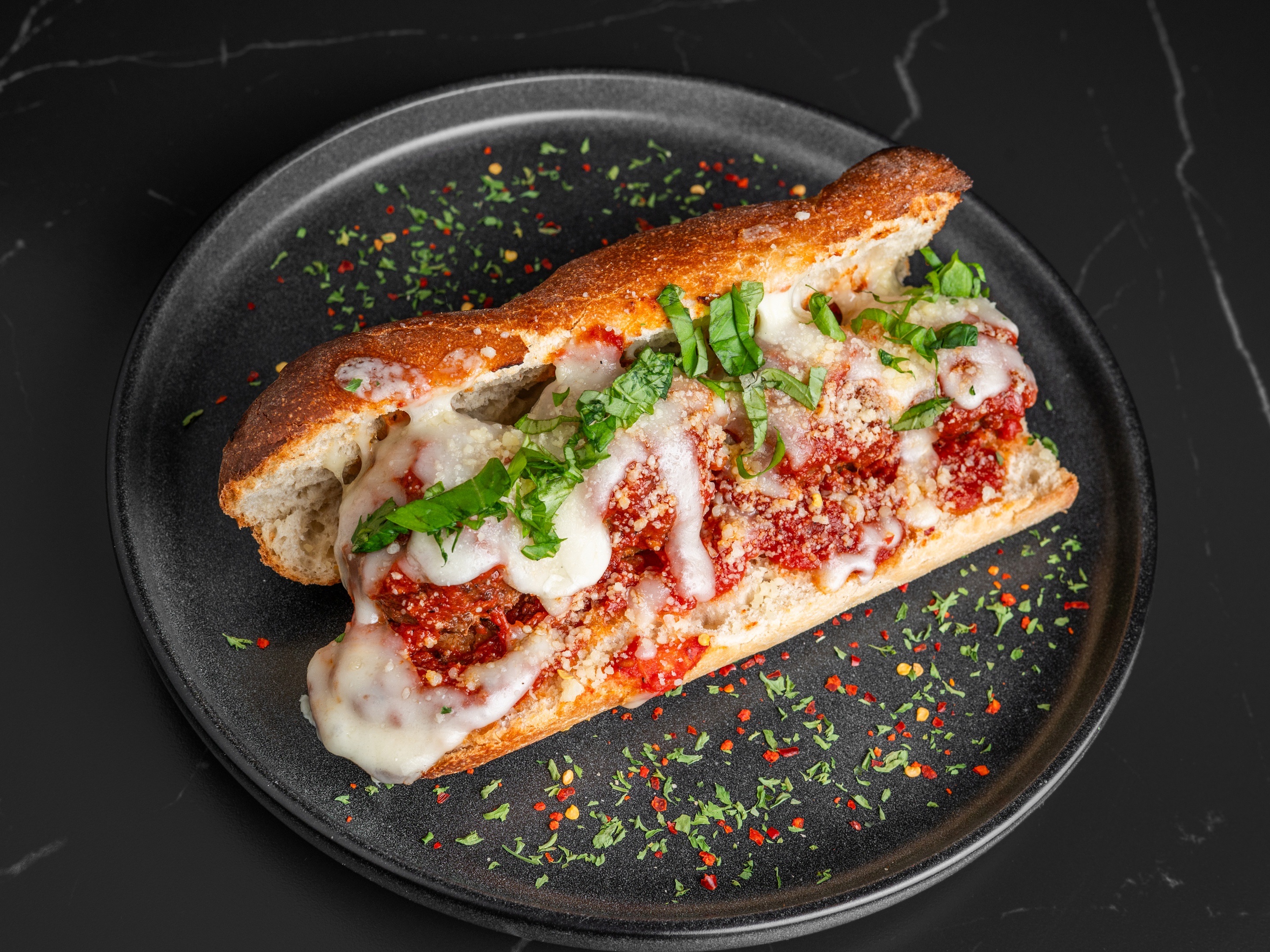 Meatball Parmigiana.