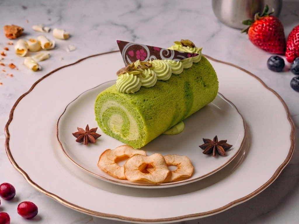 Pistachio Swiss Roll.