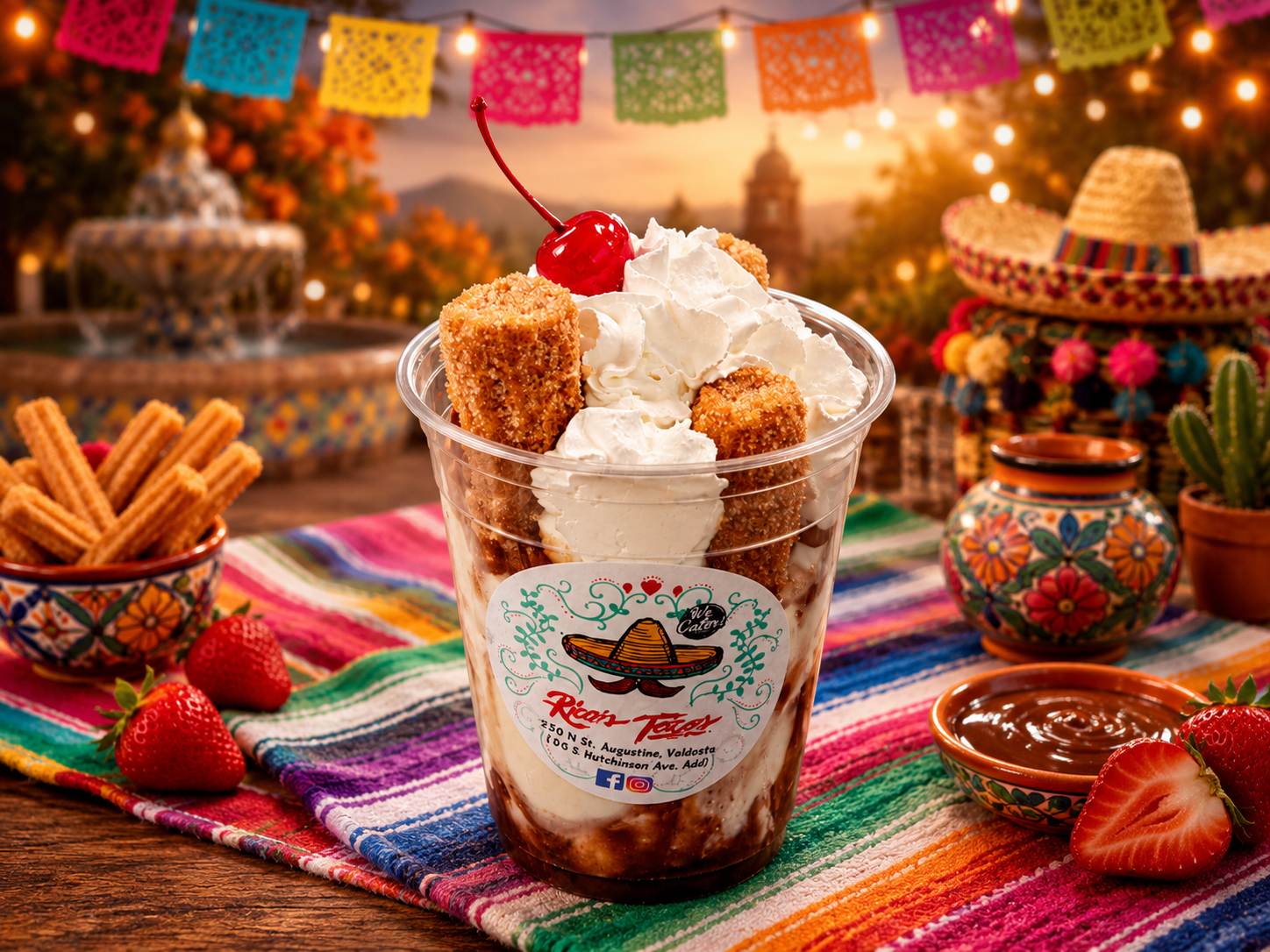 CHURROS WITH ICE CREAM.