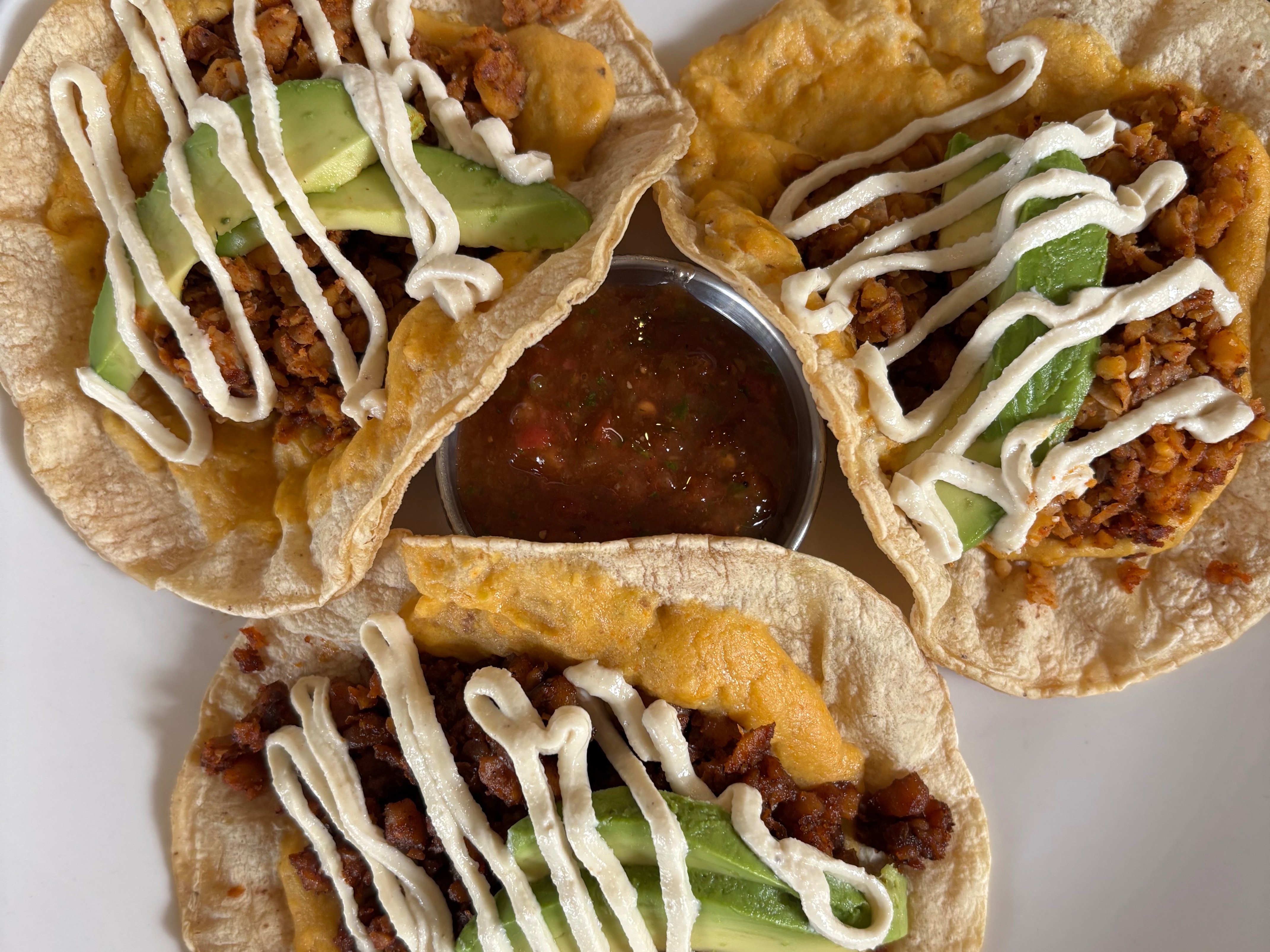 Chickpea Chorizo Tacos (V, GF).