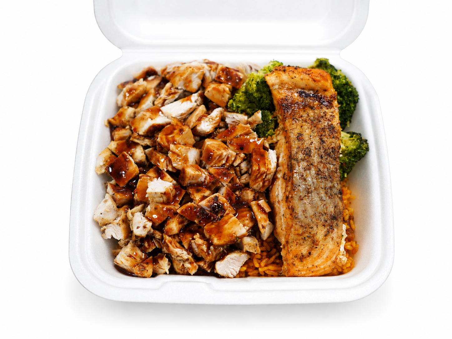 Jerk Chicken & Salmon Fried Rice.