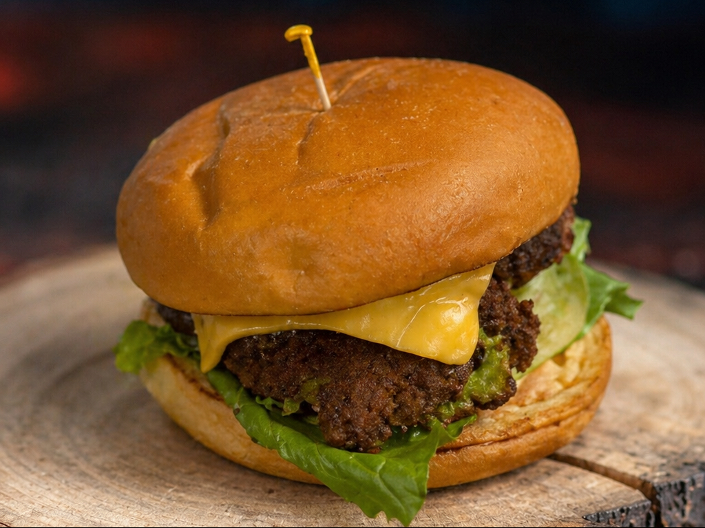 Sharjah Falafel Burger (V) Falafel, Lettuce, Cucumber, Onion, Pepper, Cheese, Sharjah Sauce).