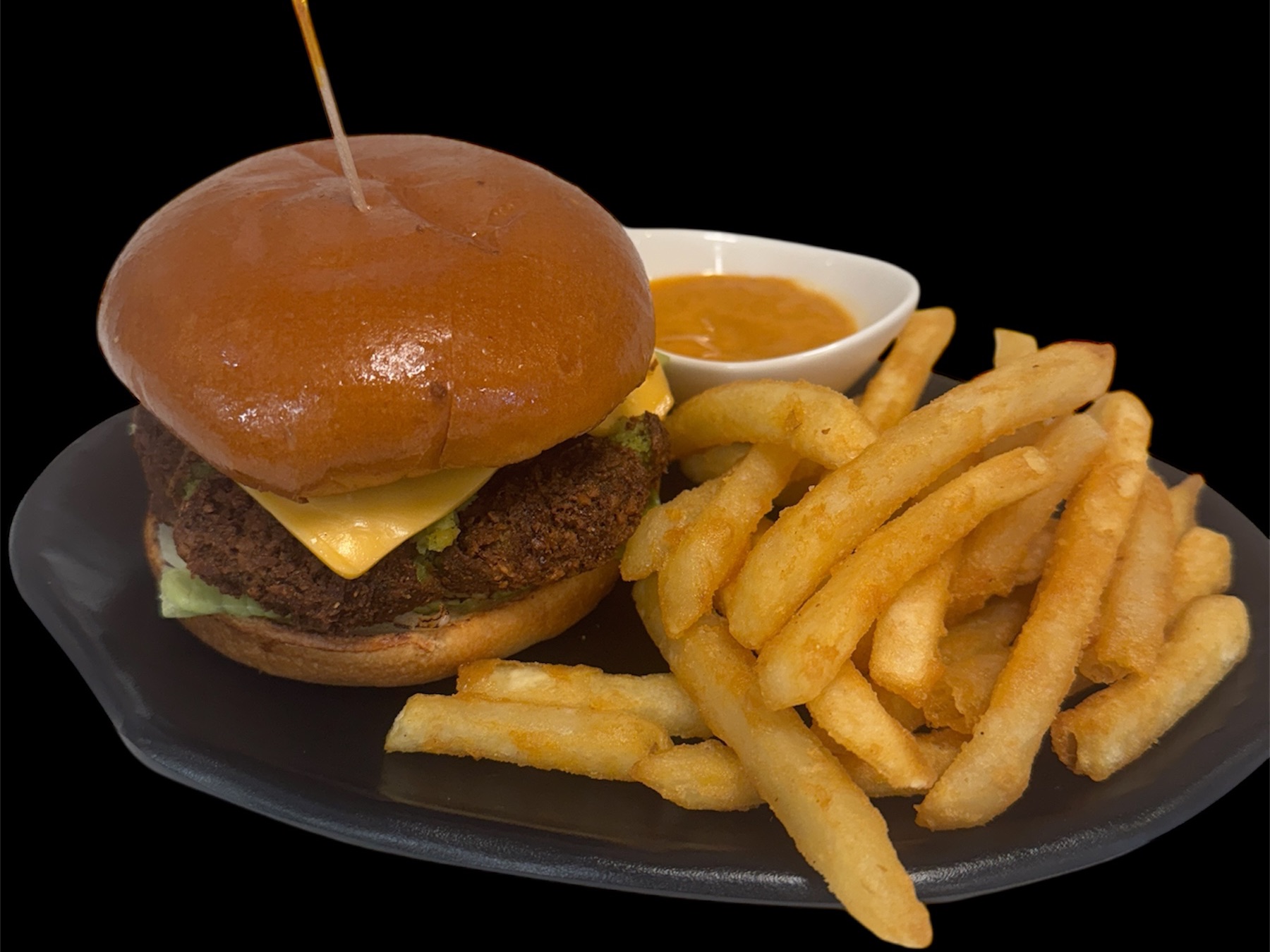 Sharjah Falafel Burger ( V) Falafel,Lettuce,Cucumber,Oninon,Pepper,Cheese,Sharjah Sauce).