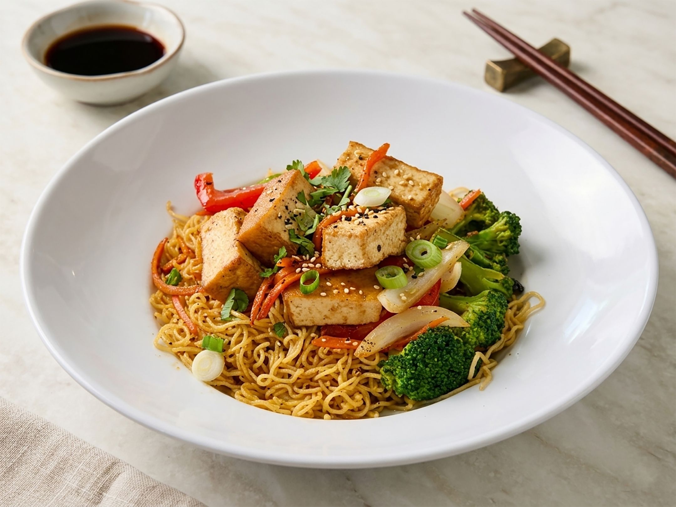 E5. Tofu Egg-Noodle Stir-Fry.