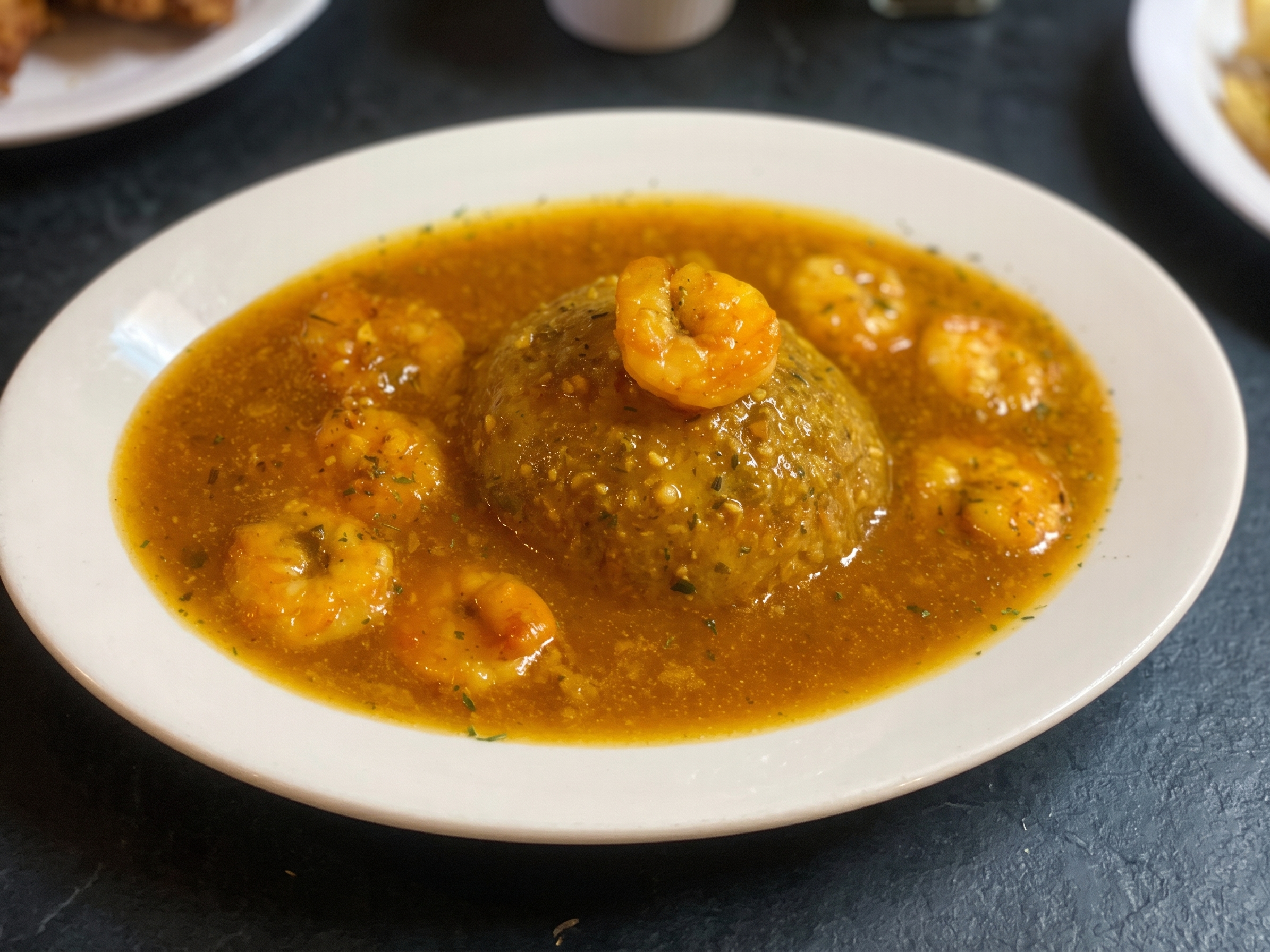 Mofongo de Camarones / Shrimp Mofongo.
