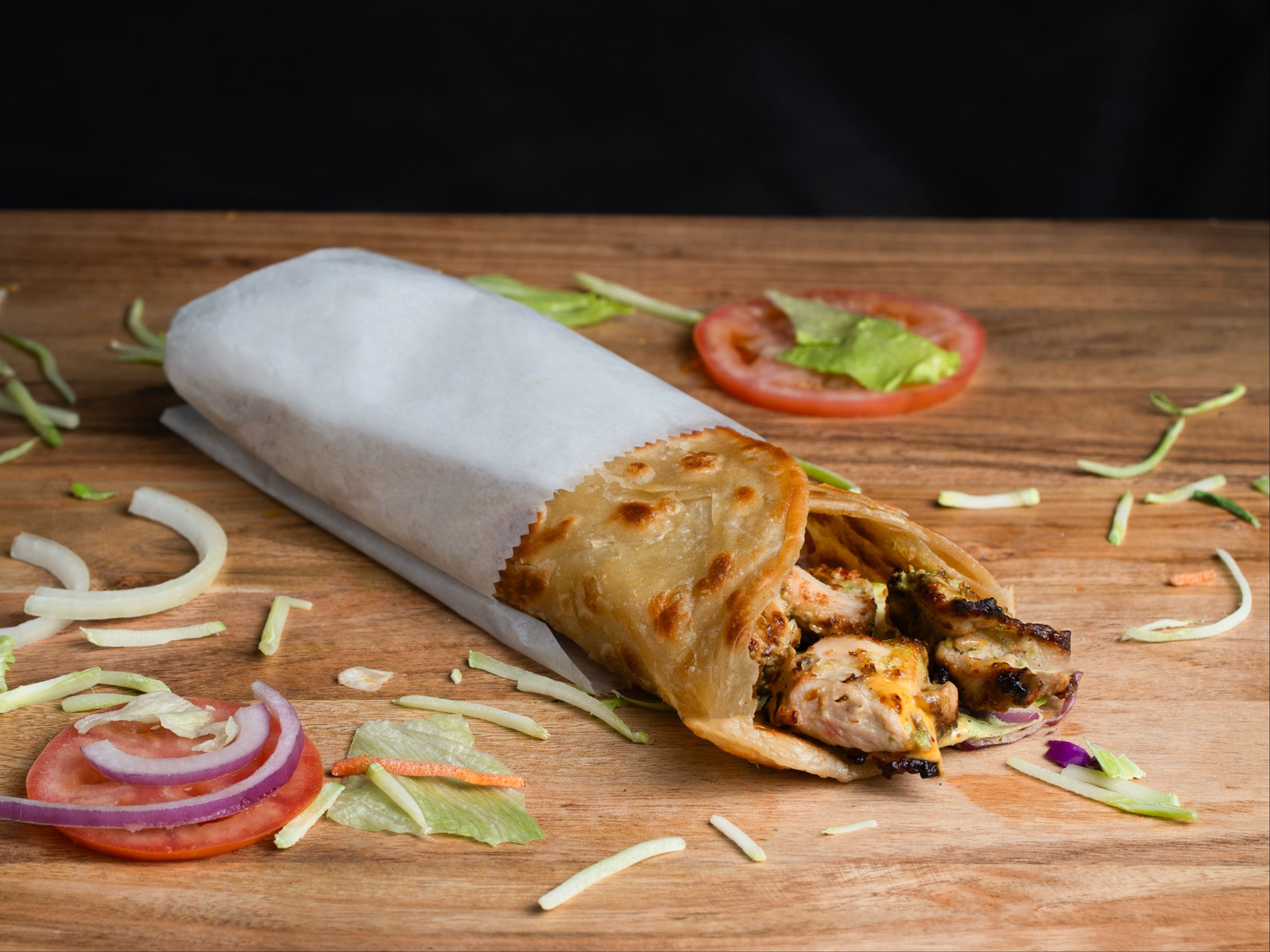 Malai Boti Paratha Roll.