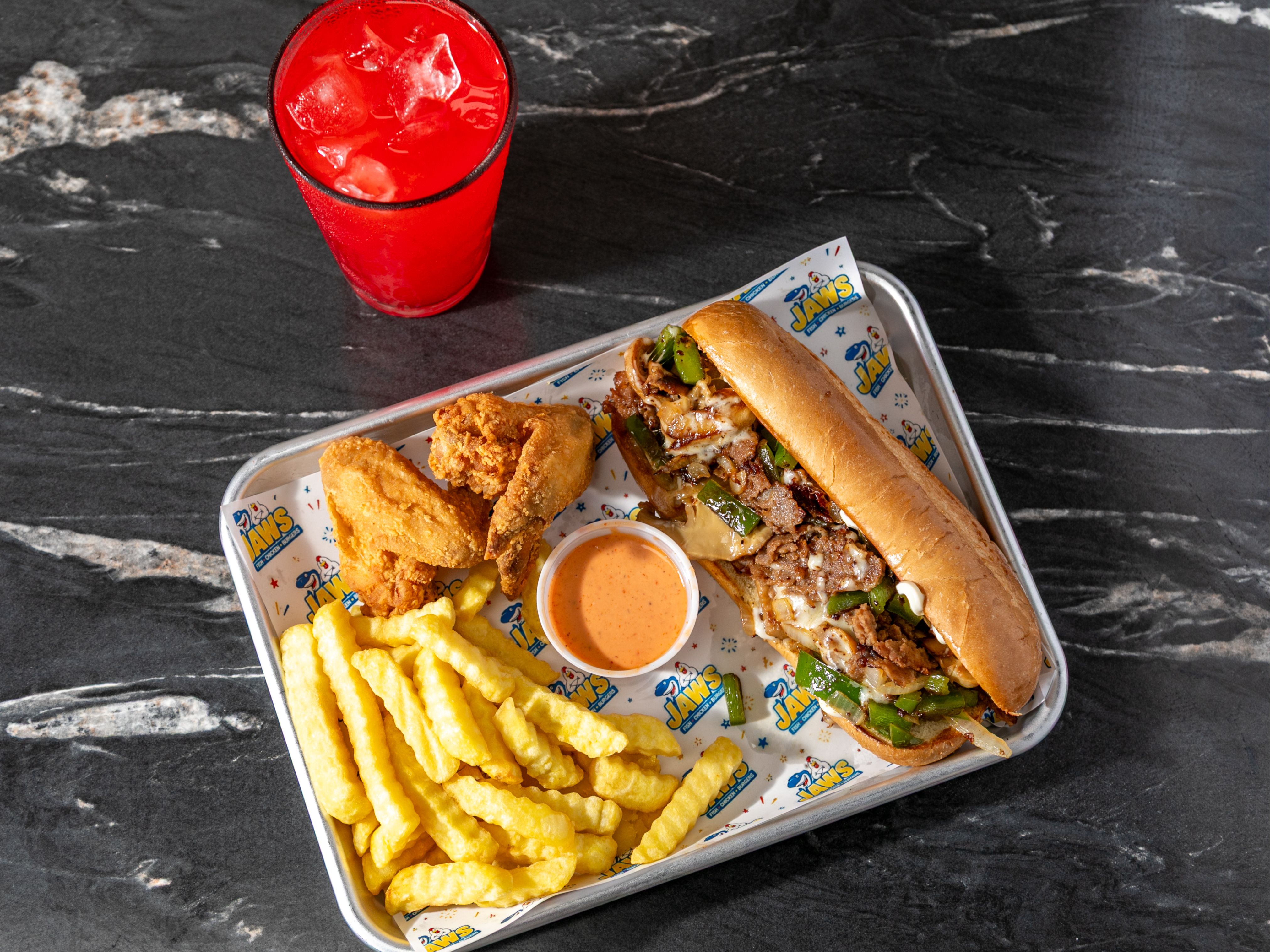 Combo #12: (Philly & 3 Wings or Leg N' Thigh).