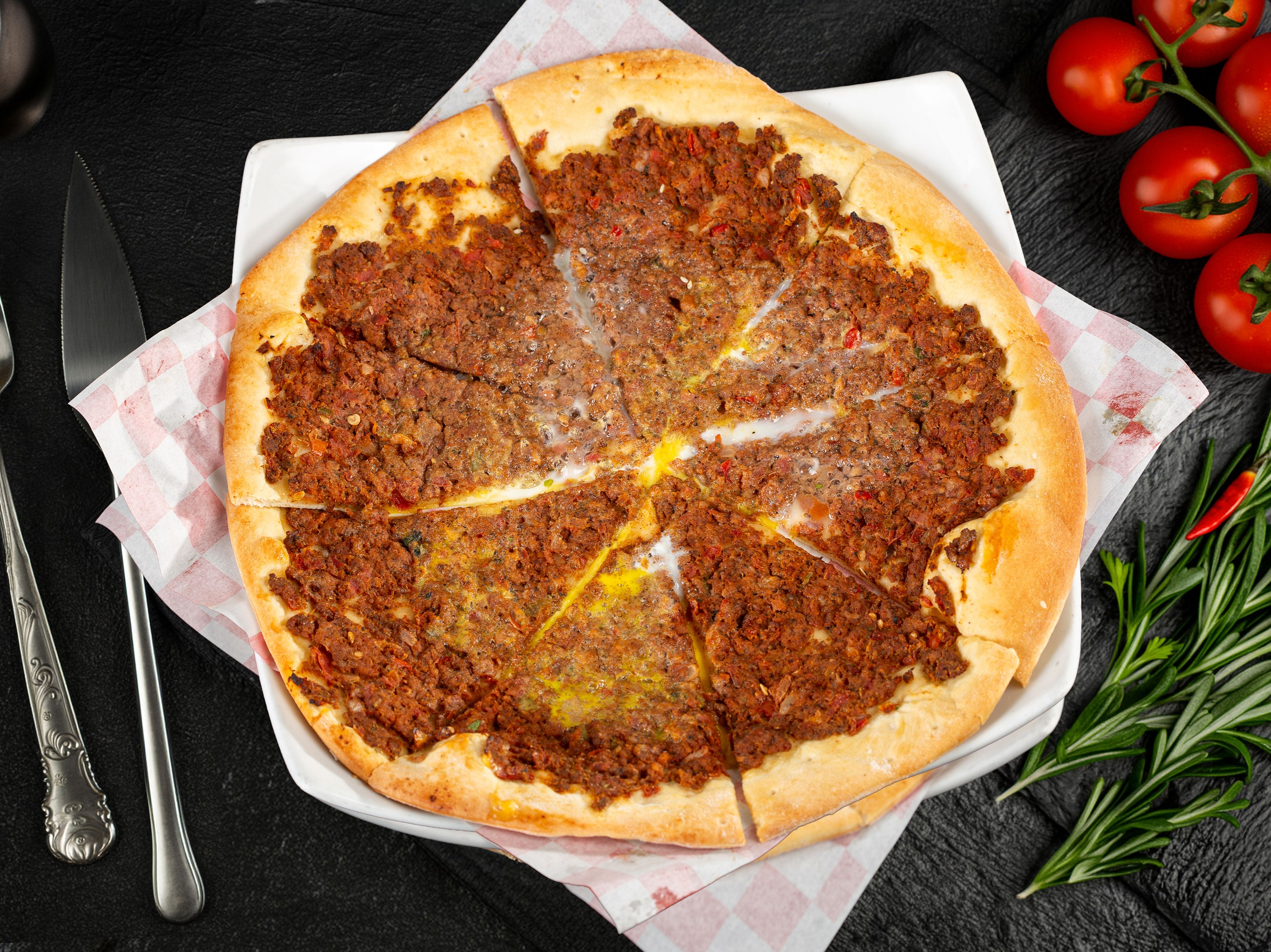 Lahem Ajeen With Eggs Flatbread / لحم بعجين مع بيض.
