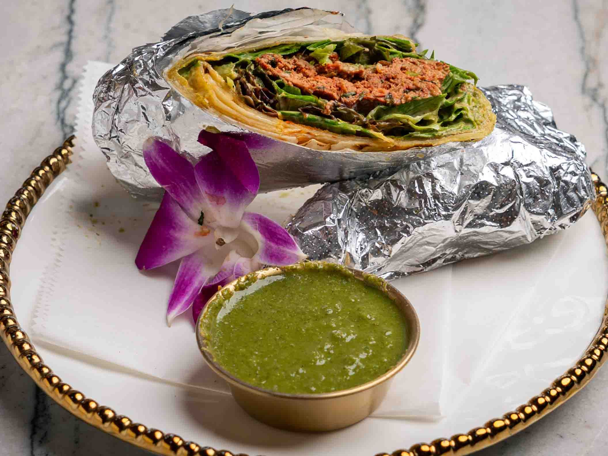 Lamb Seekh Kabab Kathi Roll.