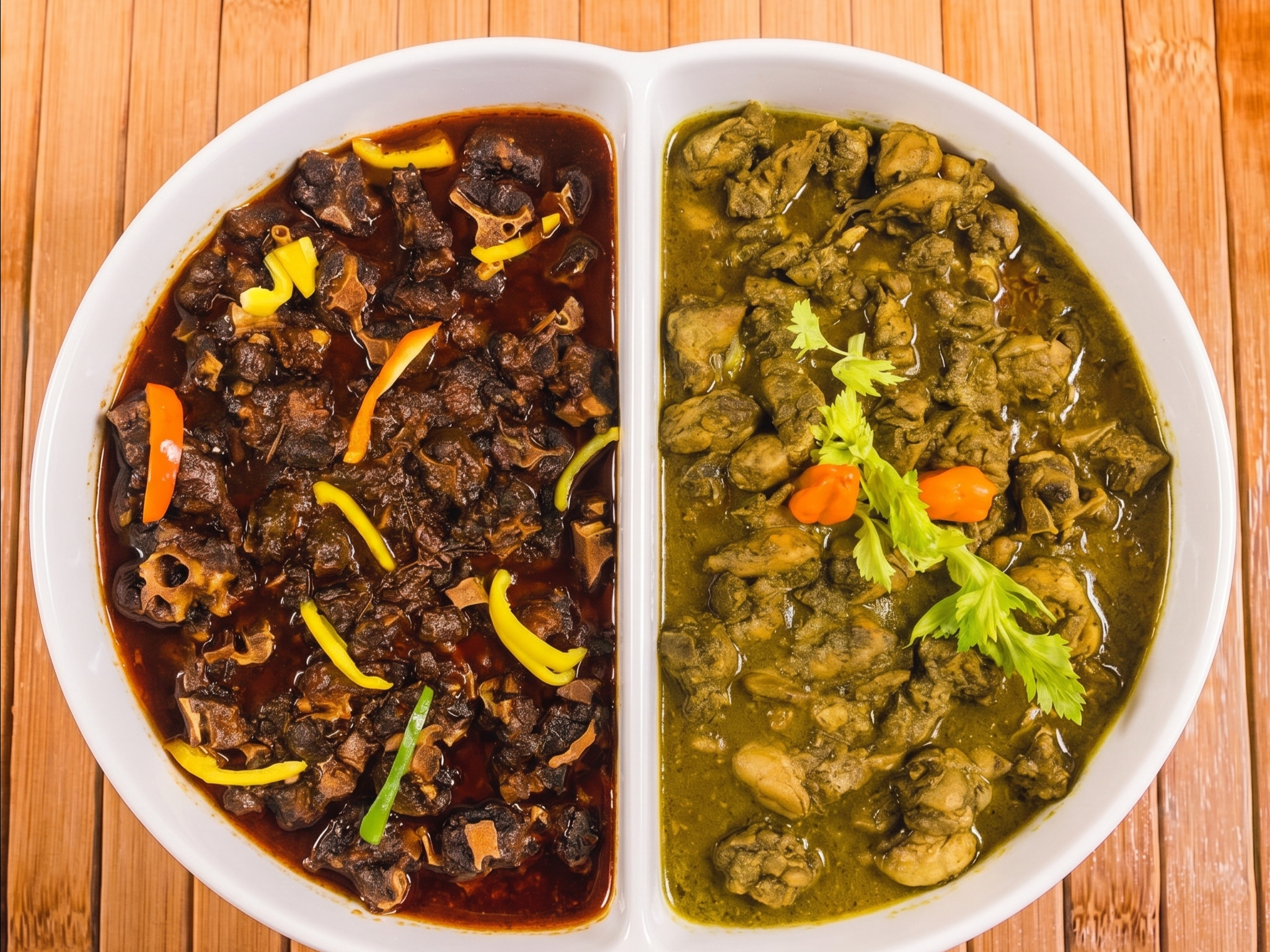Oxtails & Curry Goat - Combo Meal.