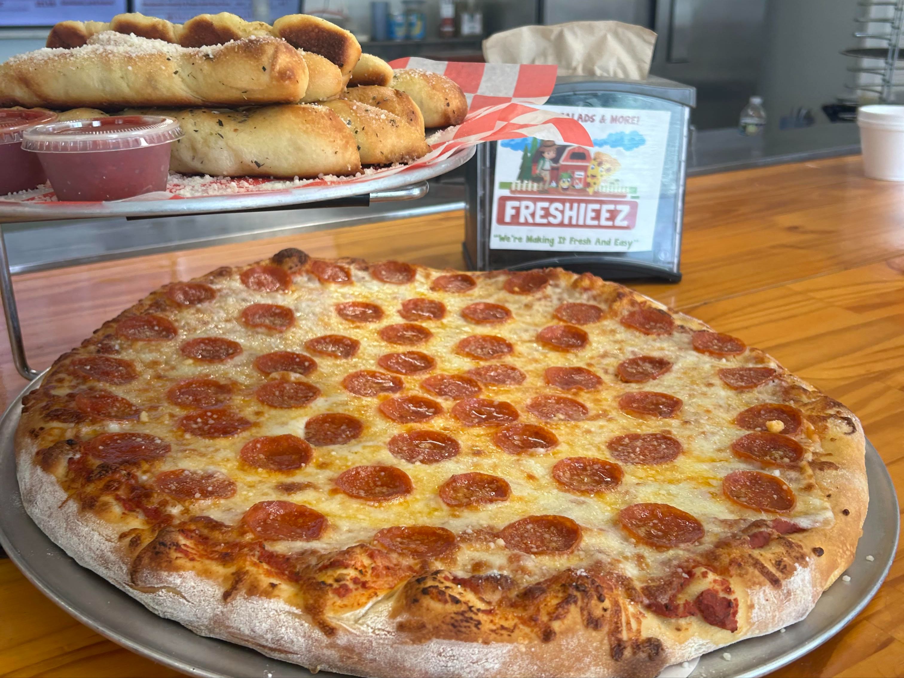 20" Pepperoni & large Bread Stix (NO ADDITIONAL TOPPINGS OR SUBSTITUTIONS ALLOWED).