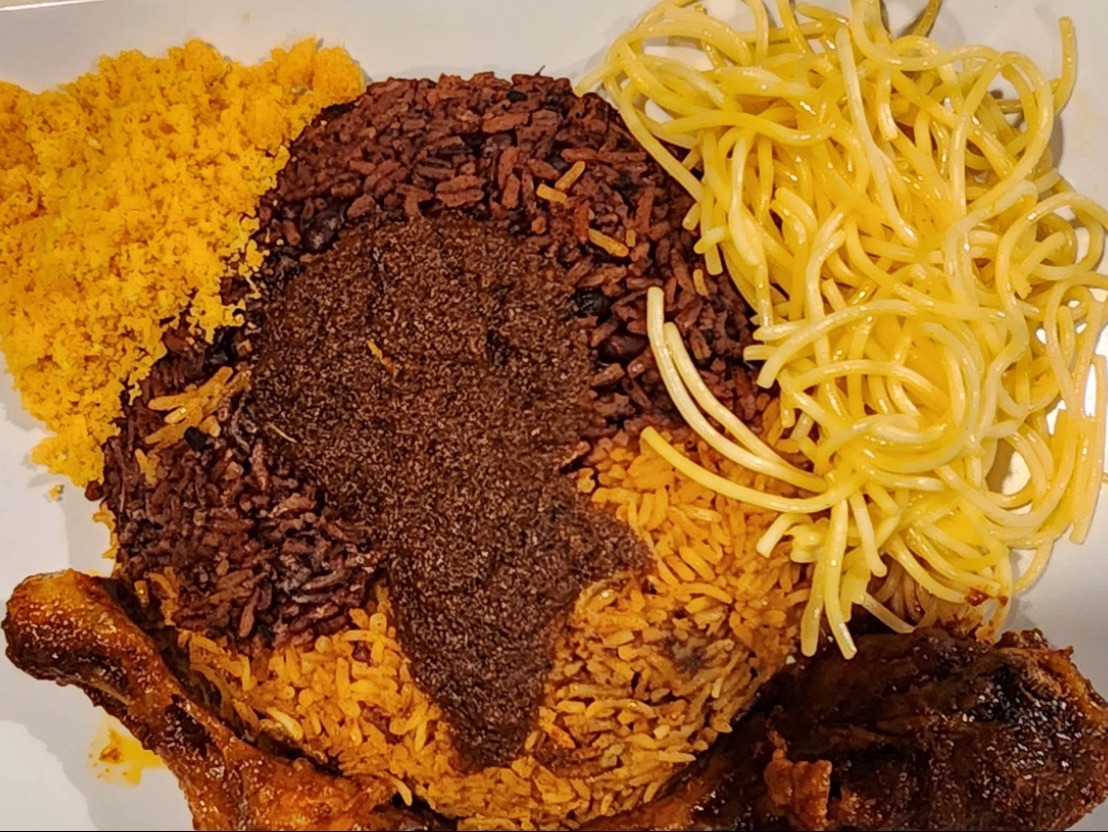 Half n Half (Jollof /Waakye) - Beef or Goat.