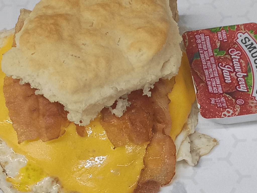 Bacon egg cheese biscuit.
