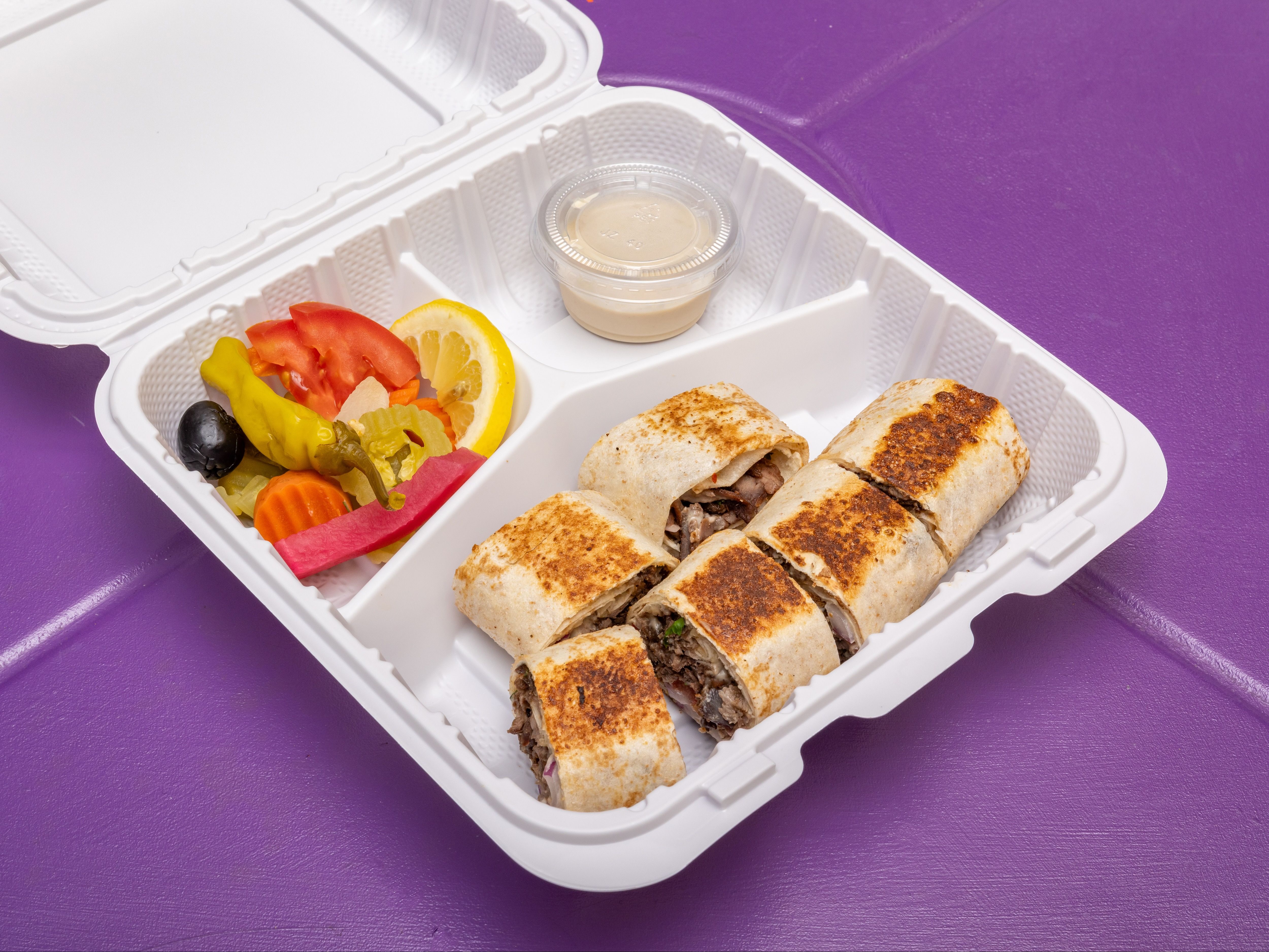 Classic Beef Shawerma Sandwich (Saj).