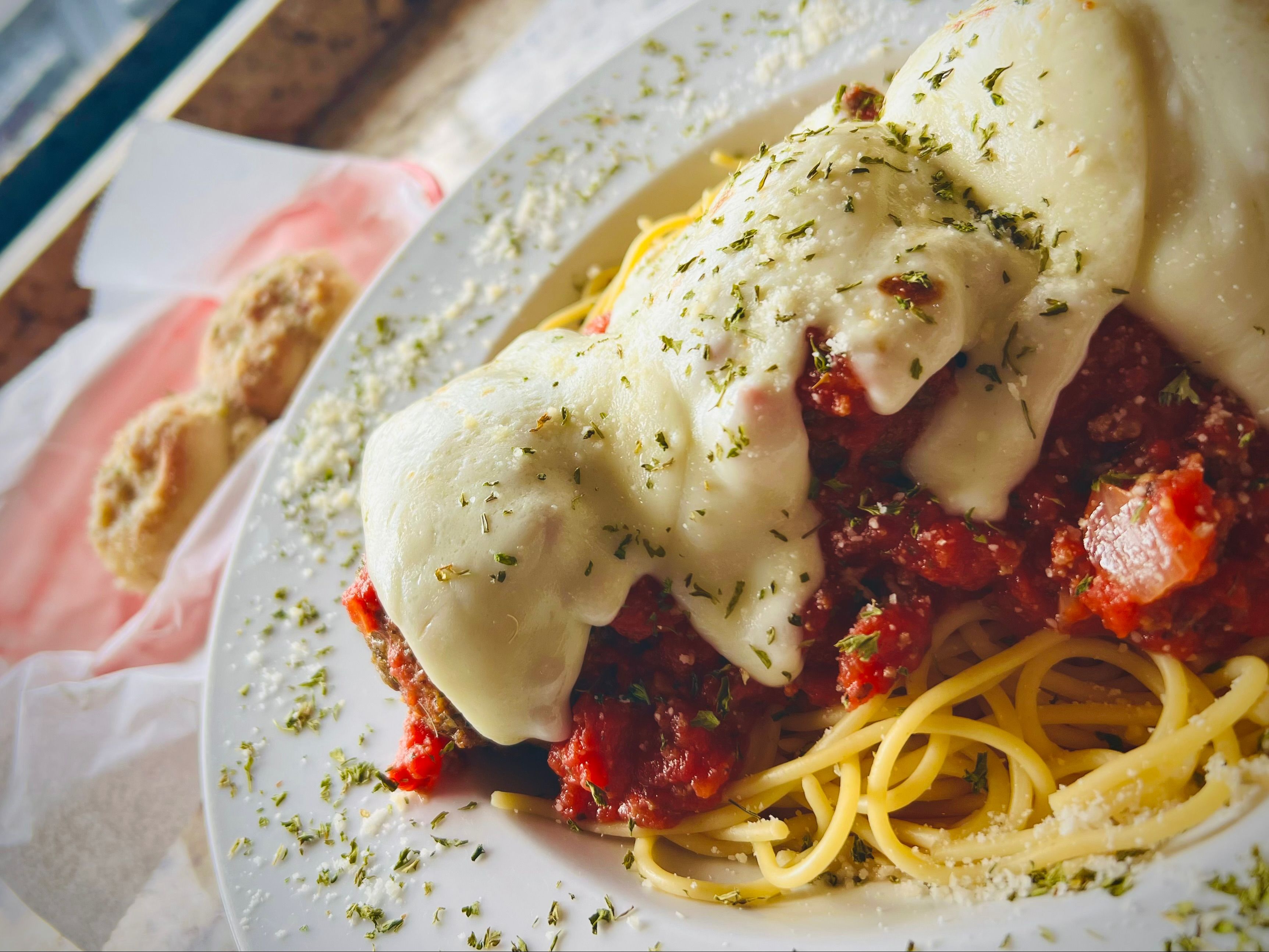 Meatball Parmigiana Platter.