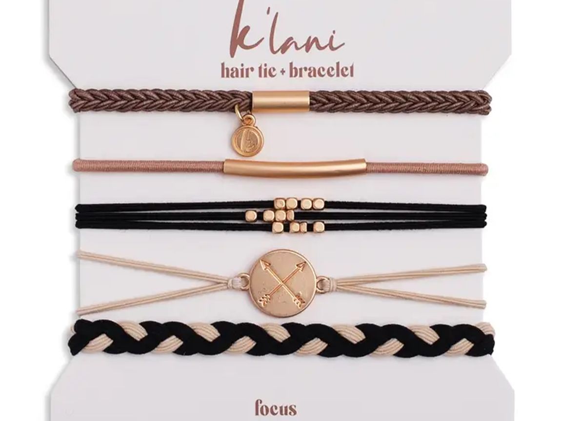 "Focus" Gold Arrow Charm Hair Tie Bracelets.