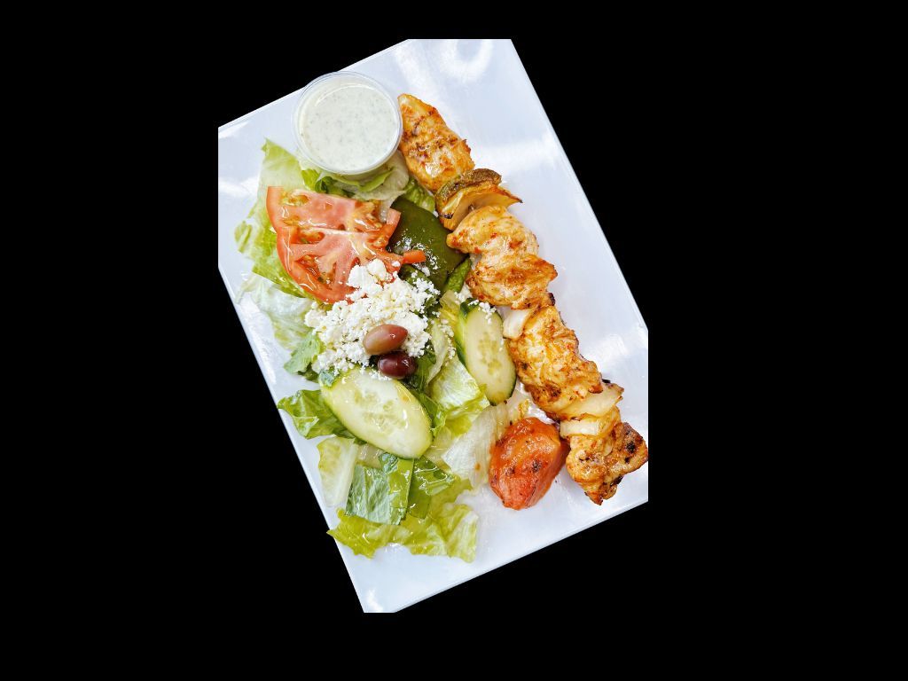 Chicken Shish (1 Skewer) Over Salad.